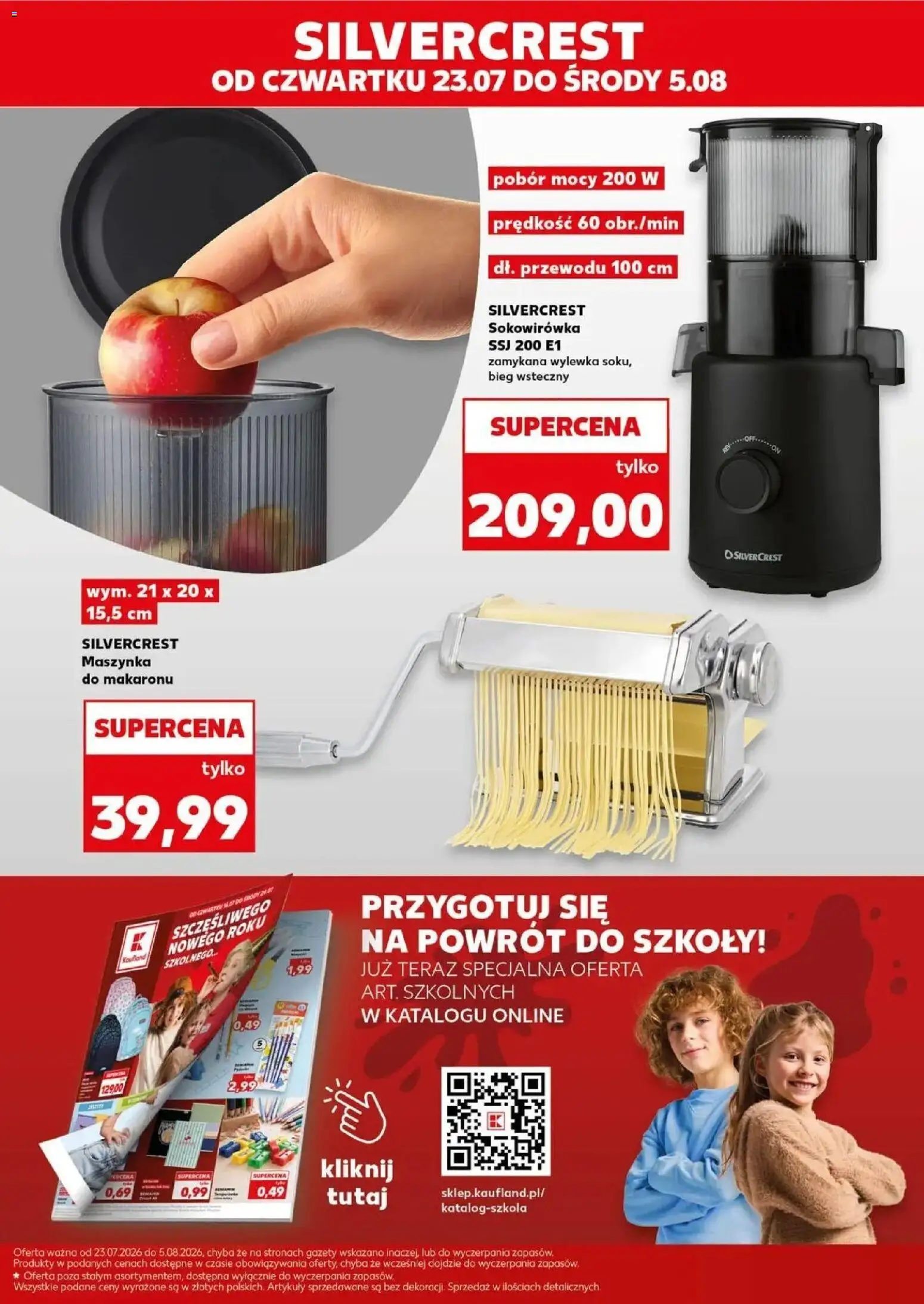 Kaufland gazetka - Złap Okazje od 23.07.2026 | Strona: 3 | Produkty: Maszynka do makaronu, Sokowirówka, Gazety, Pasta