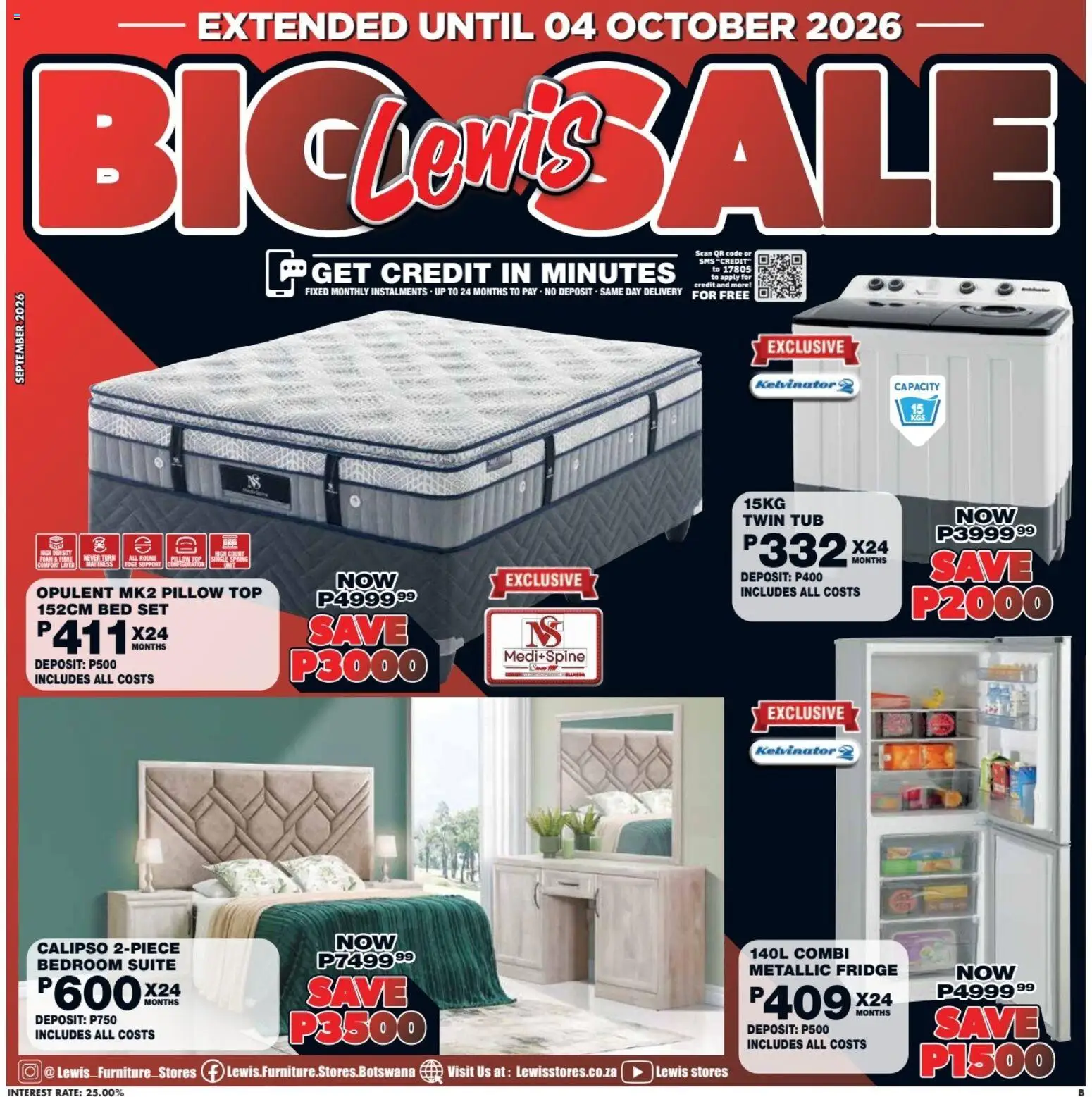New Lewis Stores catalogue – valid from 28/09/2026 | Page: 1 | Products: Bed, Mattress, Pillow, Fridge