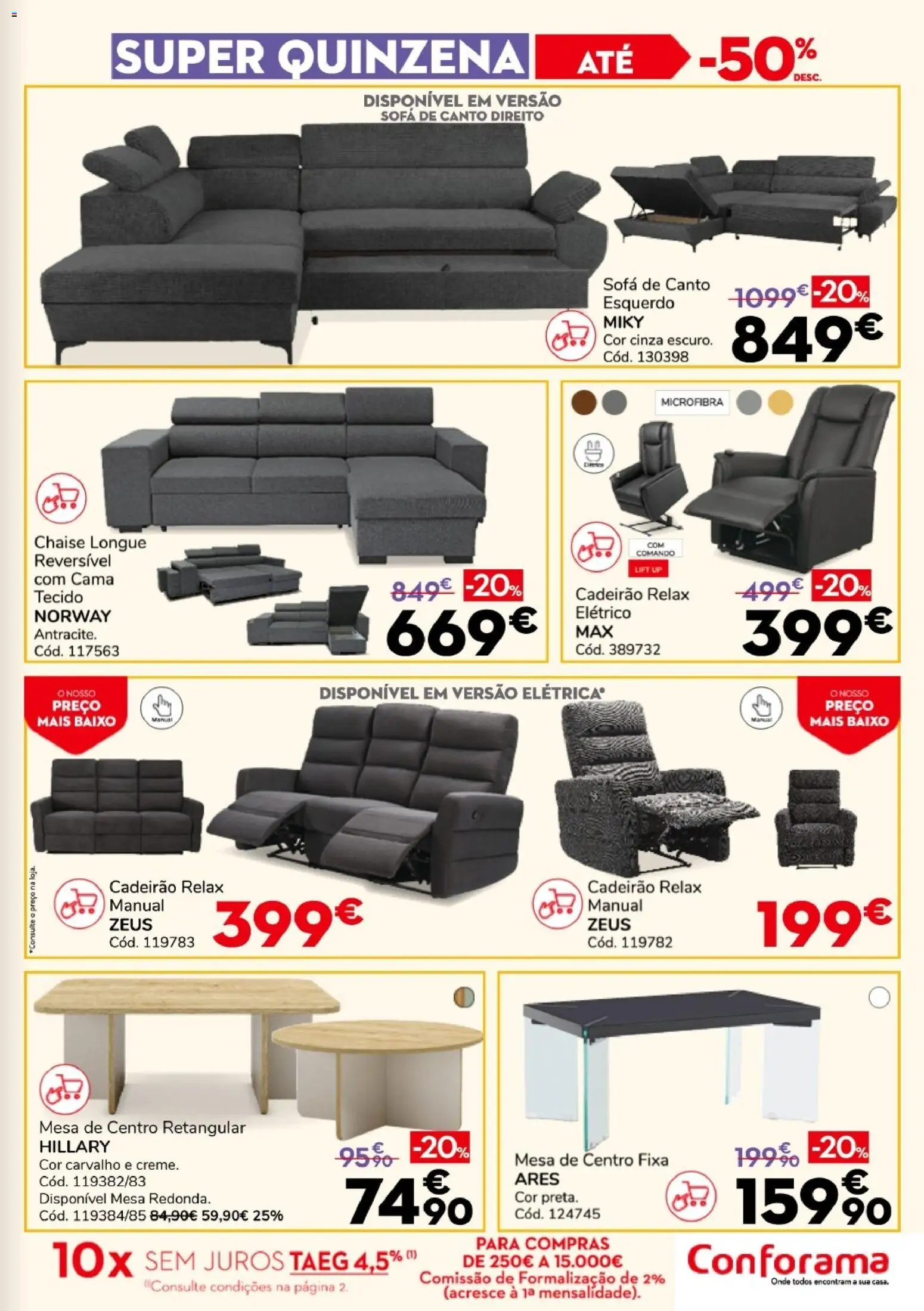 Conforama Super Quinzena │ válido de 13/08/2026 | Página: 3 | Produtos: Cama, Sofá, Mesa