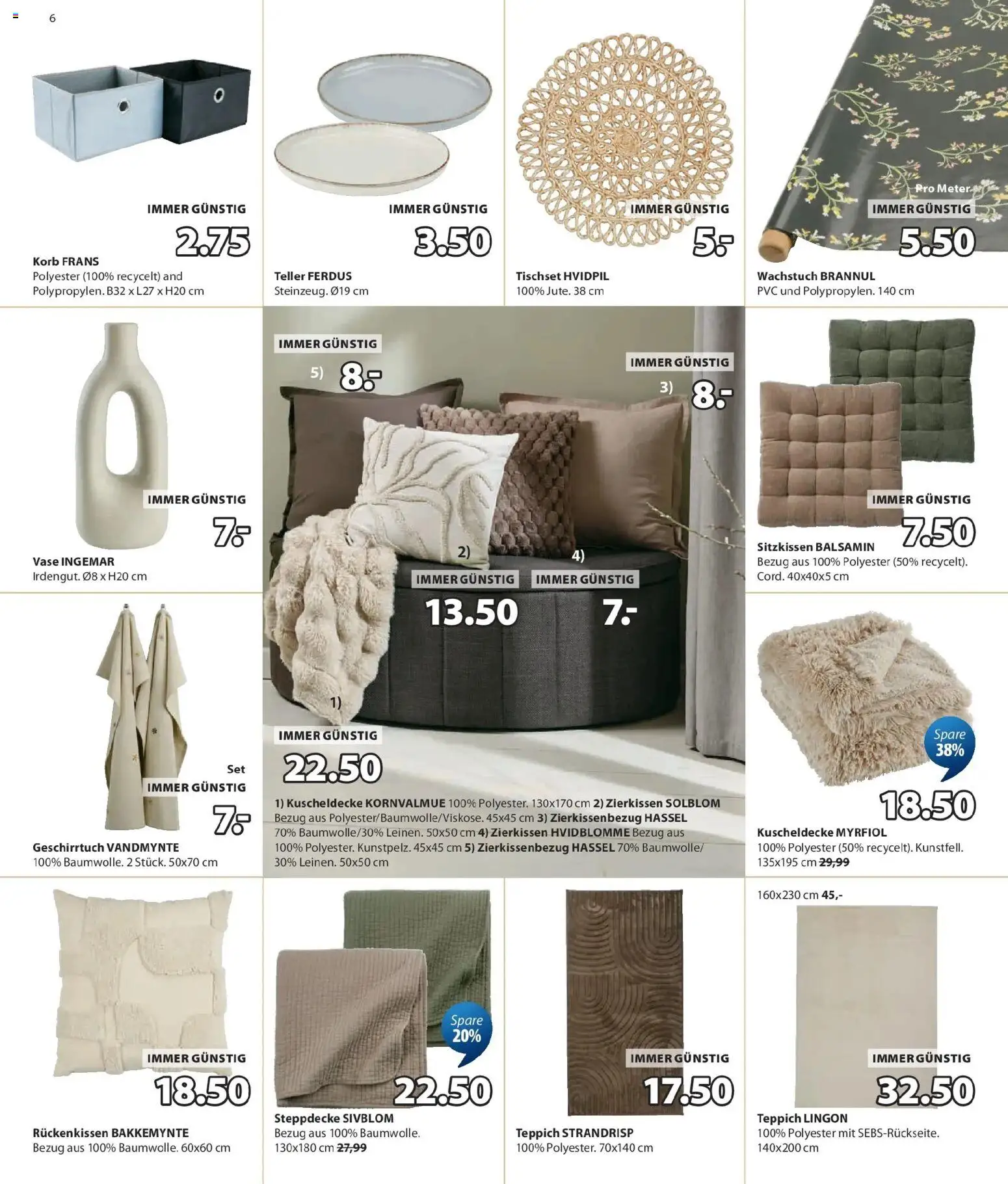 JYSK Garten Abverkauf Spare Bis Zu 60% gültig ab 03.08.2026 | Seite: 6 | Produkte: Korb, Teppich, Vase