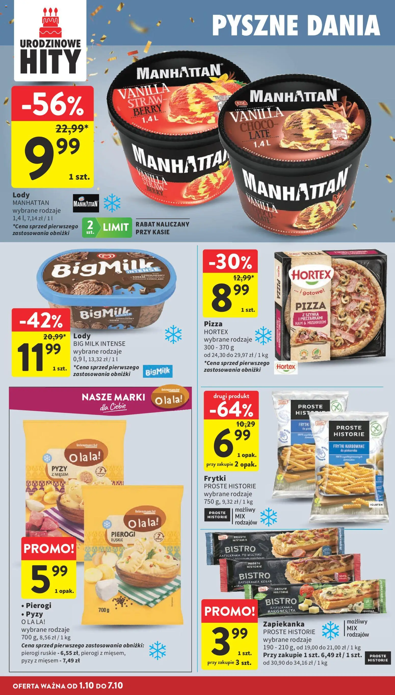 Intermarche gazetka od 01.10.2026 | Strona: 22 | Produkty: Kebab, Szynka, Pierogi ruskie, Lody
