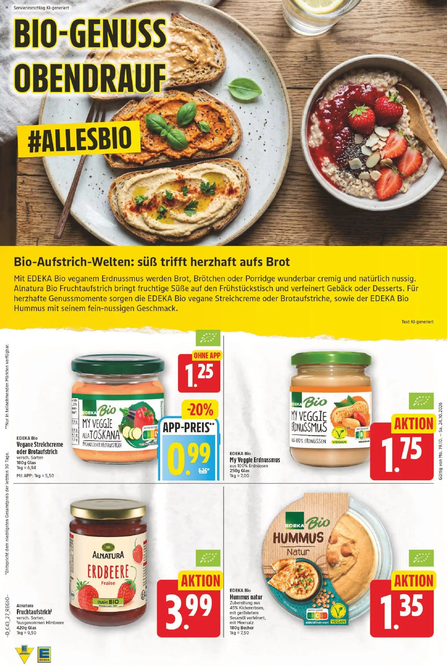 E center Prospekt – gültig ab 19.10.2026 | Seite: 27 | Produkte: Himbeere, Hummus, Brot