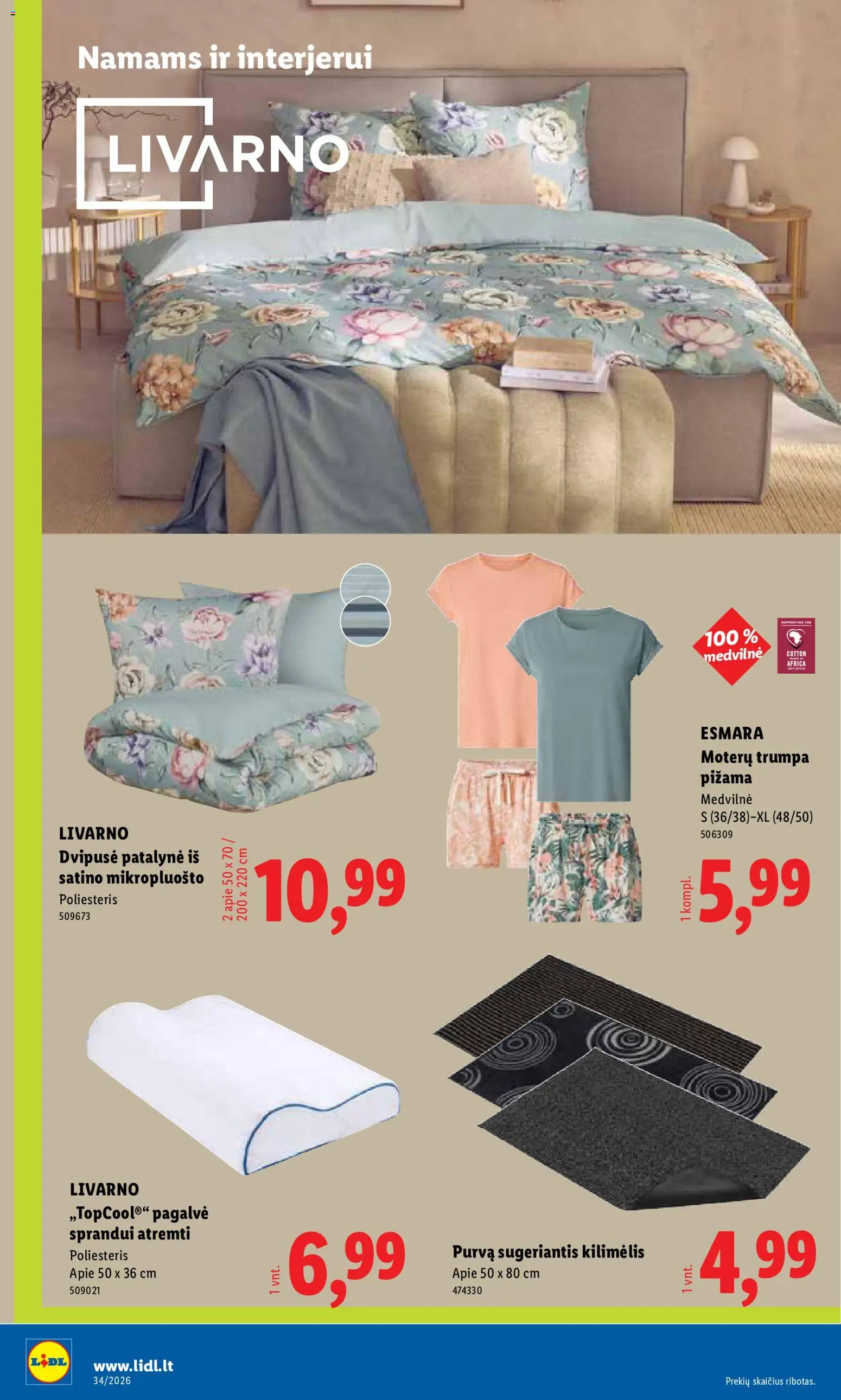 LIDL akcijos nuo 2026.08.17 | Puslapis: 8 | Prekių: Pagalvė, Kilimėlis, Pižama