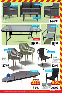 Plodine Katalog - Pregled kataloga iz trgovine Plodine, vrijedi od 13.05.2026 | Stranica: 57 | Proizvodi: Stol, Stolica, Suncobran