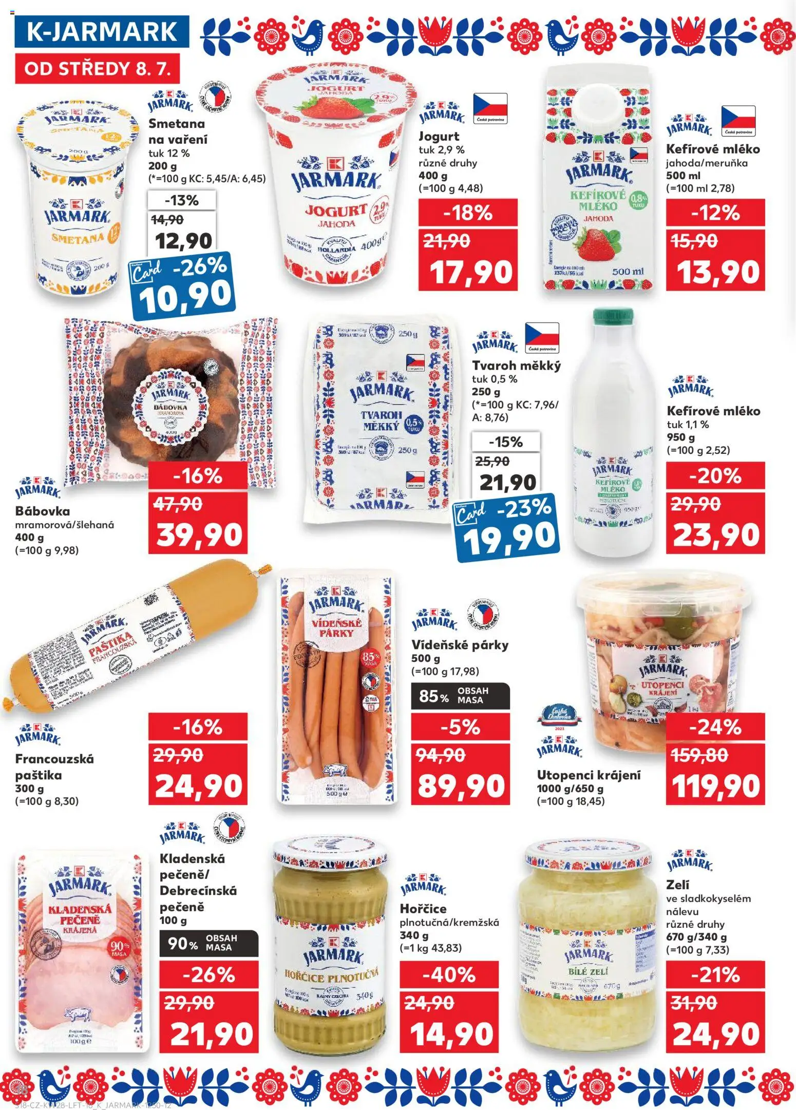 Kaufland leták - Plzeň Bory od 08.07.2026 | Strana: 18 | Produkty: Kefír, Utopenci, Smetana na vaření, Paštika