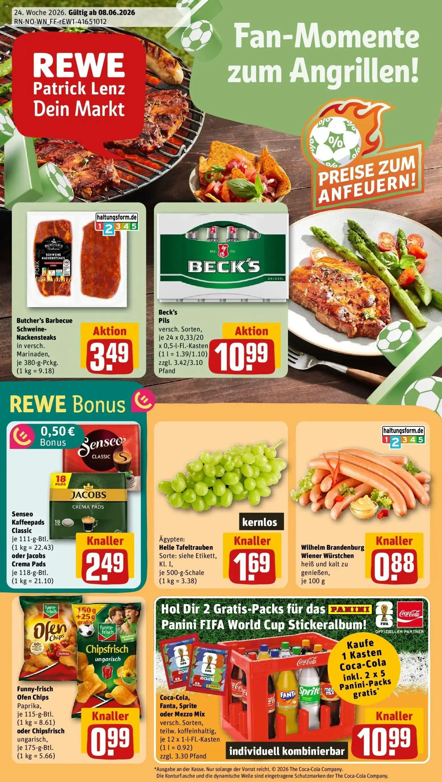 Rewe Prospekt Oldenburg – gültig ab 08.06.2026 | Seite: 1 | Produkte: Ofen, Wiener wurstchen, Fanta, Cola