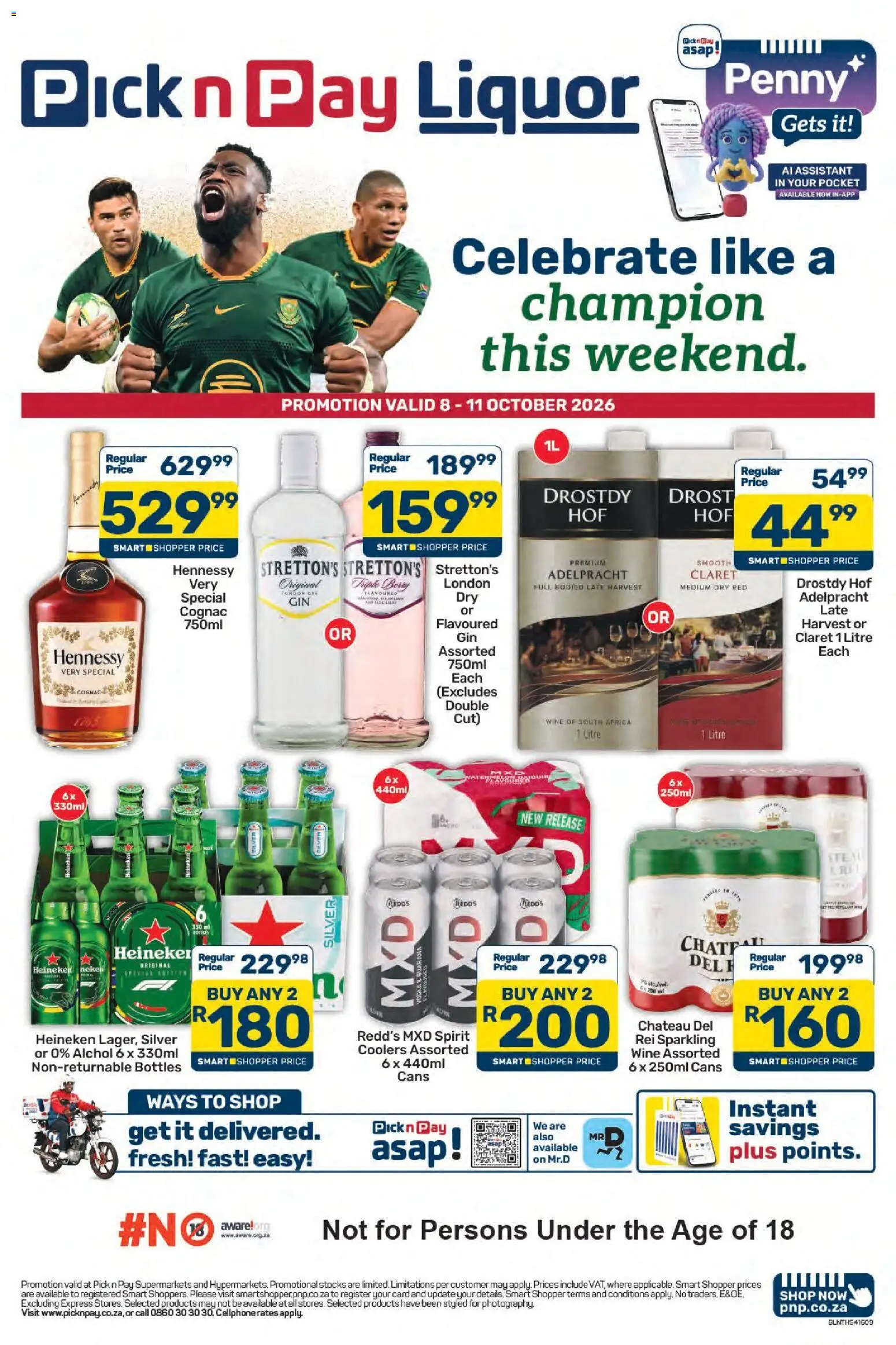 New Pick n Pay catalogue – valid from 08/10/2026 | Page: 1 | Products: Heineken, Wine, Cognac