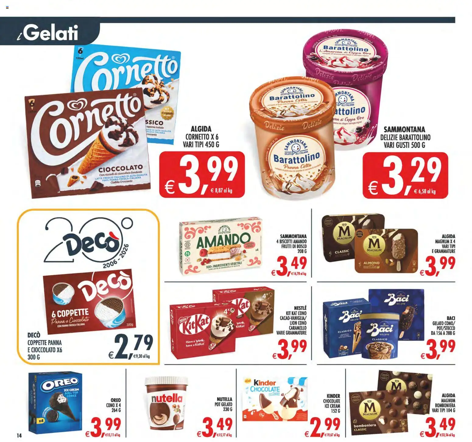Volantino Decò del 08.05.2026 | Pagina: 17 | Prodotti: Cornetto, Panna, Gelato, Nutella