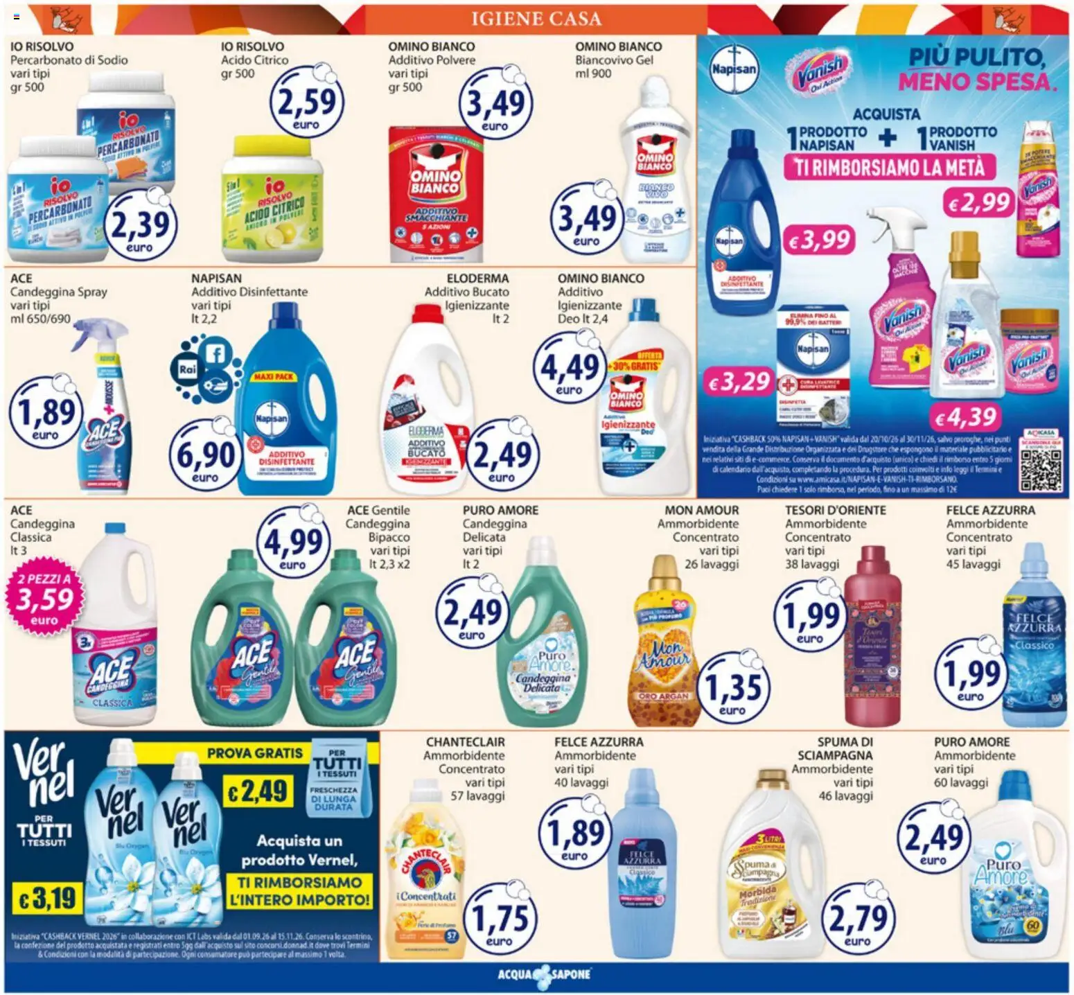 Volantino Acqua e Sapone del 05/10/2026 | Pagina: 19 | Prodotti: Sapone, Ammorbidente, Candeggina