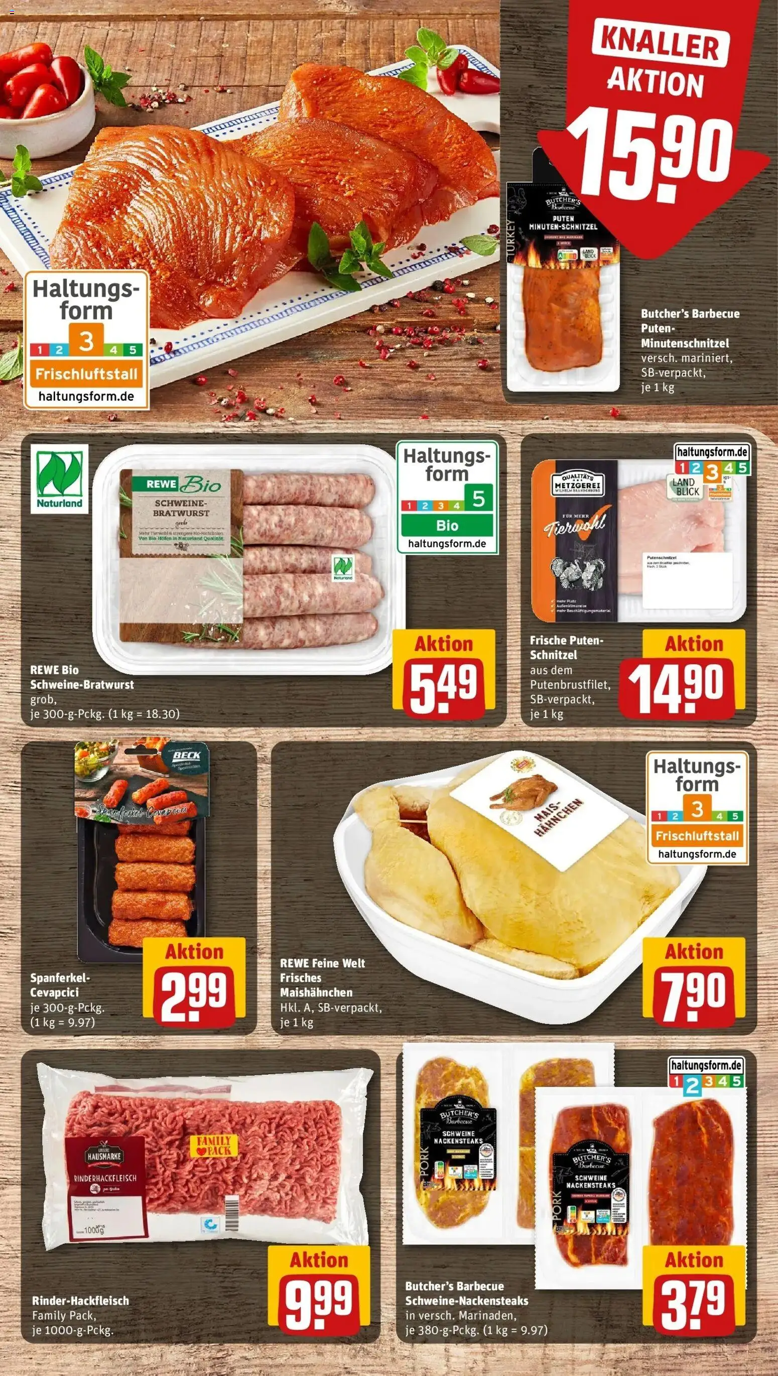 Rewe Prospekt Krefeld – gültig ab 13.07.2026 | Seite: 8 | Produkte: Nackensteaks, Bratwurst, Tür, Cevapcici