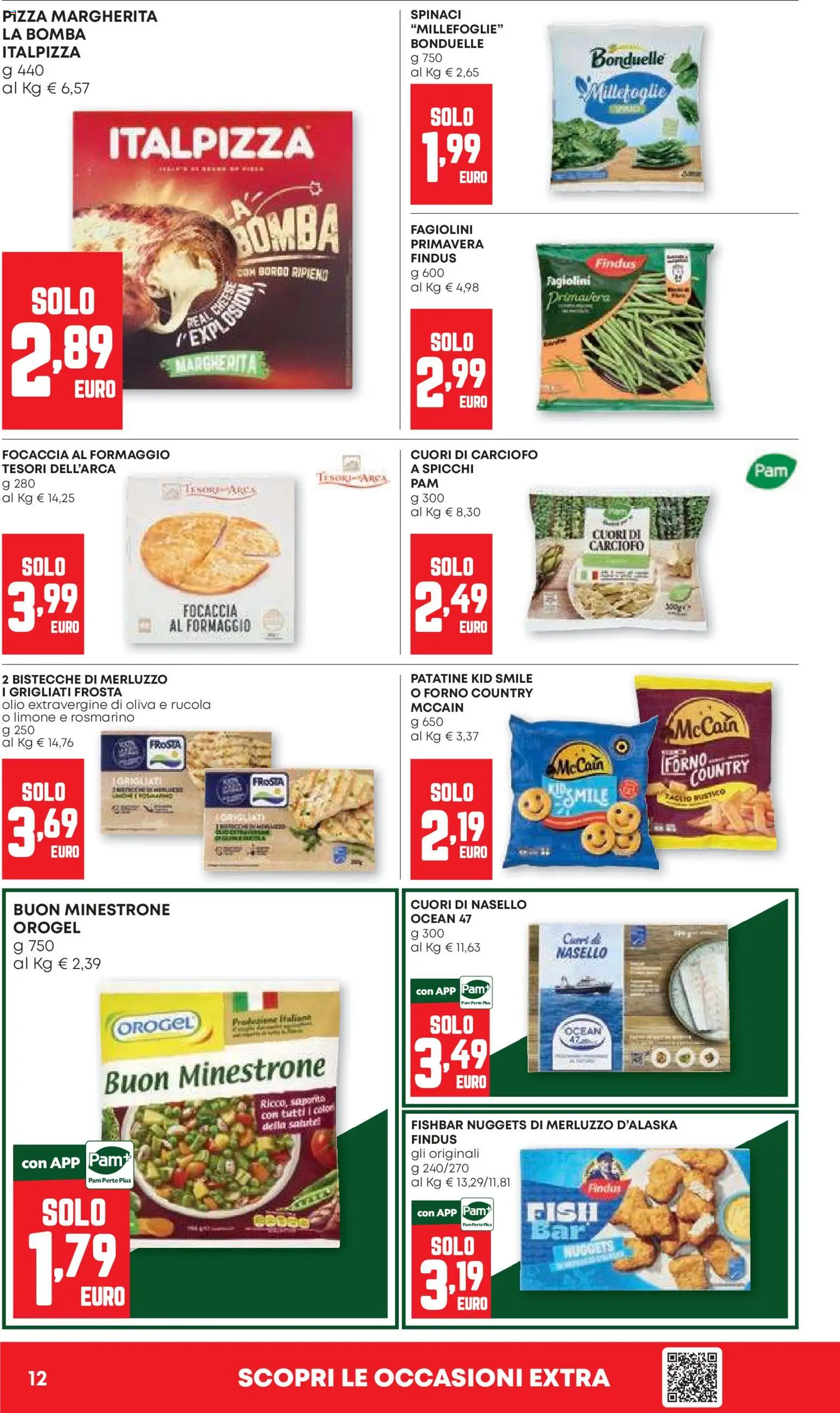 Volantino PAM del 22/10/2026 | Pagina: 12 | Prodotti: Merluzzo d’Alaska, Merluzzo, Spinaci, Nasello