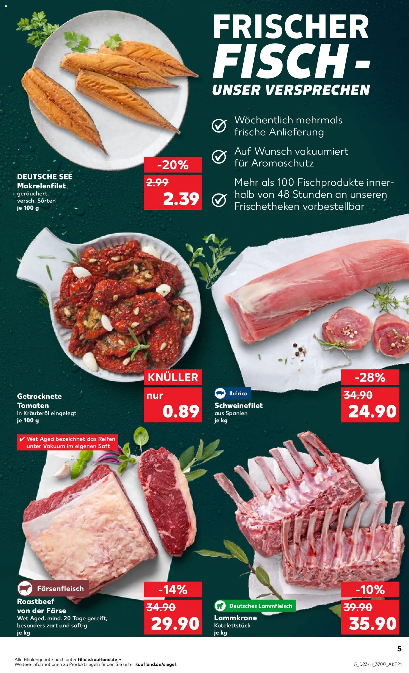 Kaufland Prospekt Rostock – gültig ab 04.06.2026 | Seite: 5 | Produkte: Roastbeef, Schweinefilet, Fisch, Saft