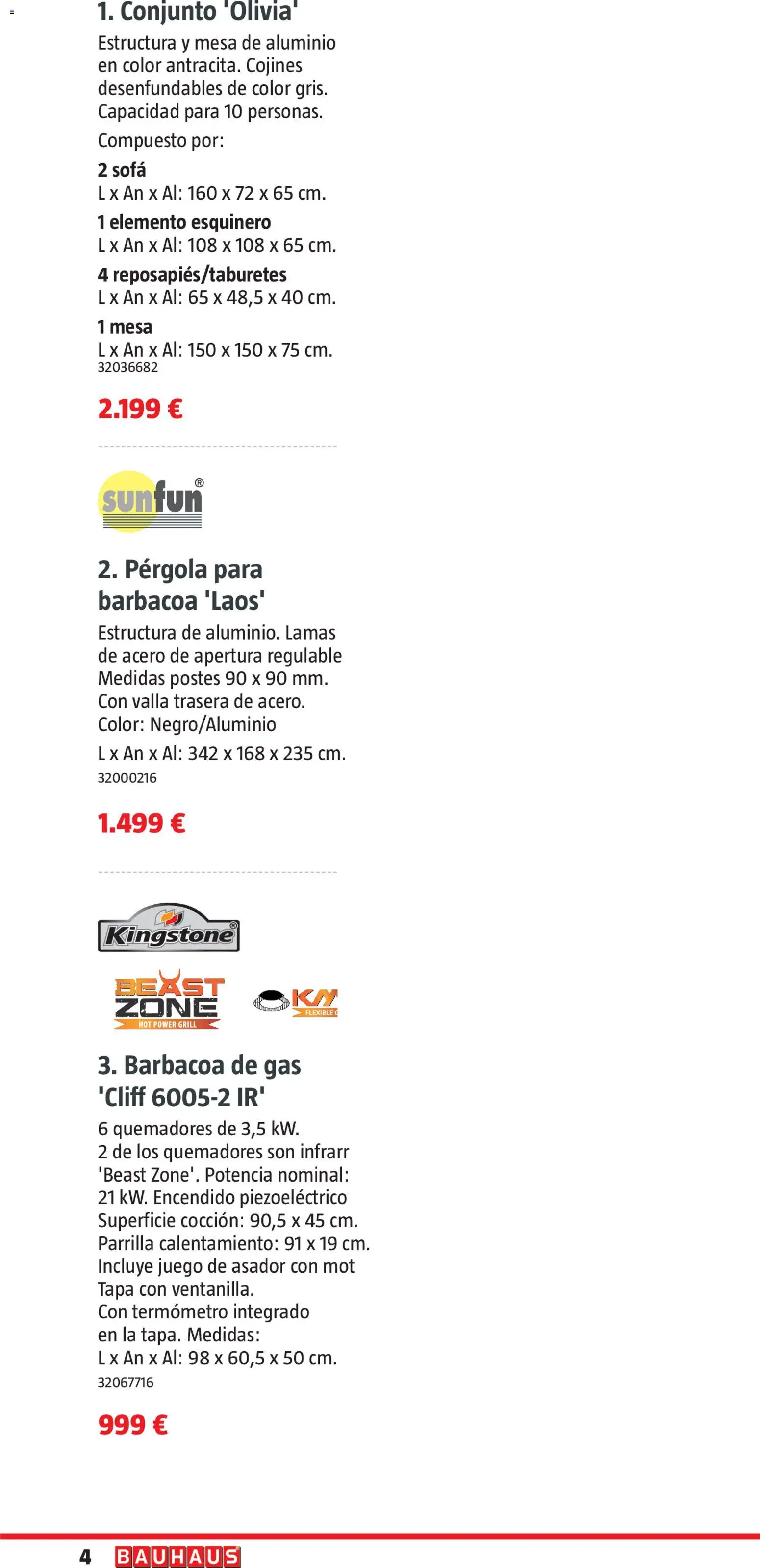 Bauhaus Verano │ válido desde el 16.03.2026 | Página: 4 | Productos: Barbacoa, Parrilla, Sofá, Mesa