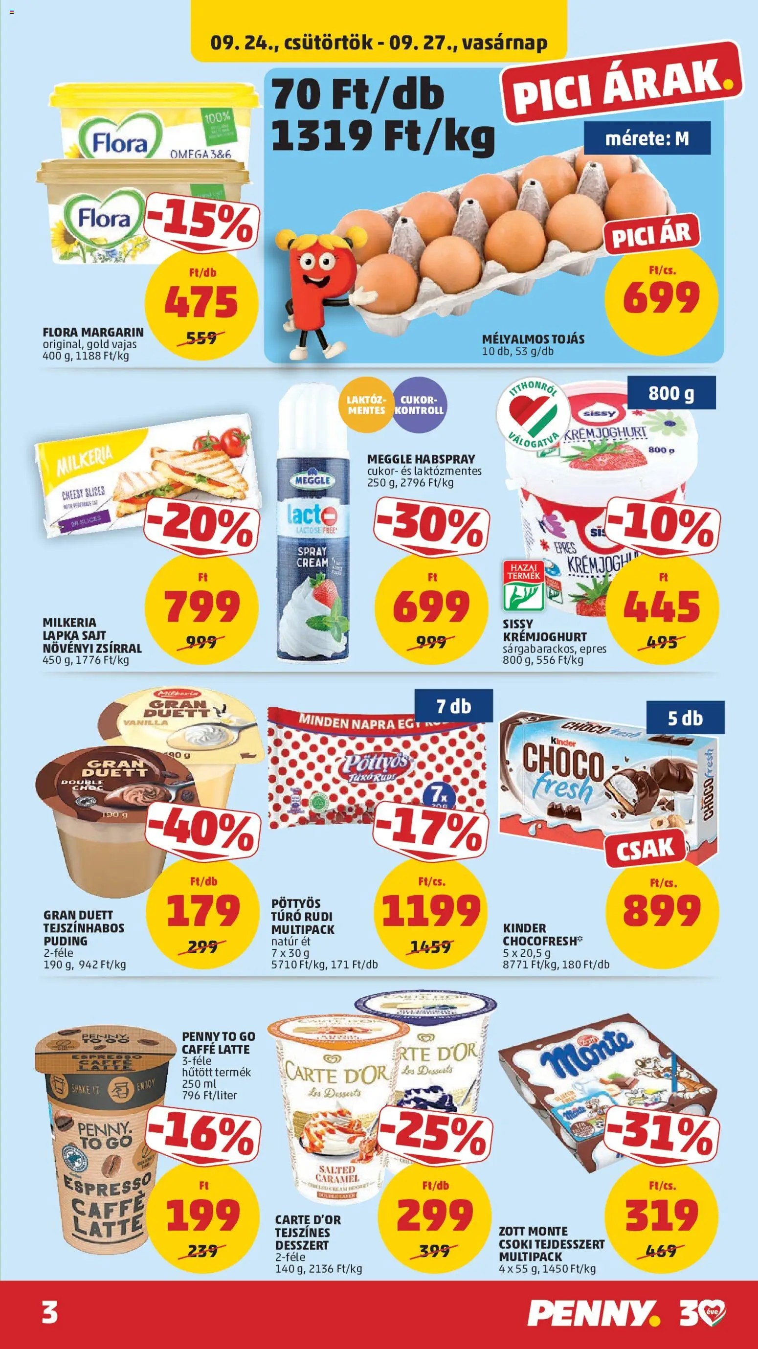 PENNY akciós ujság - amely érvényes a következő dátumtól: 2026.09.24. | Oldal: 3 | Termékek: Puding, Omega, Sajt, Cukor