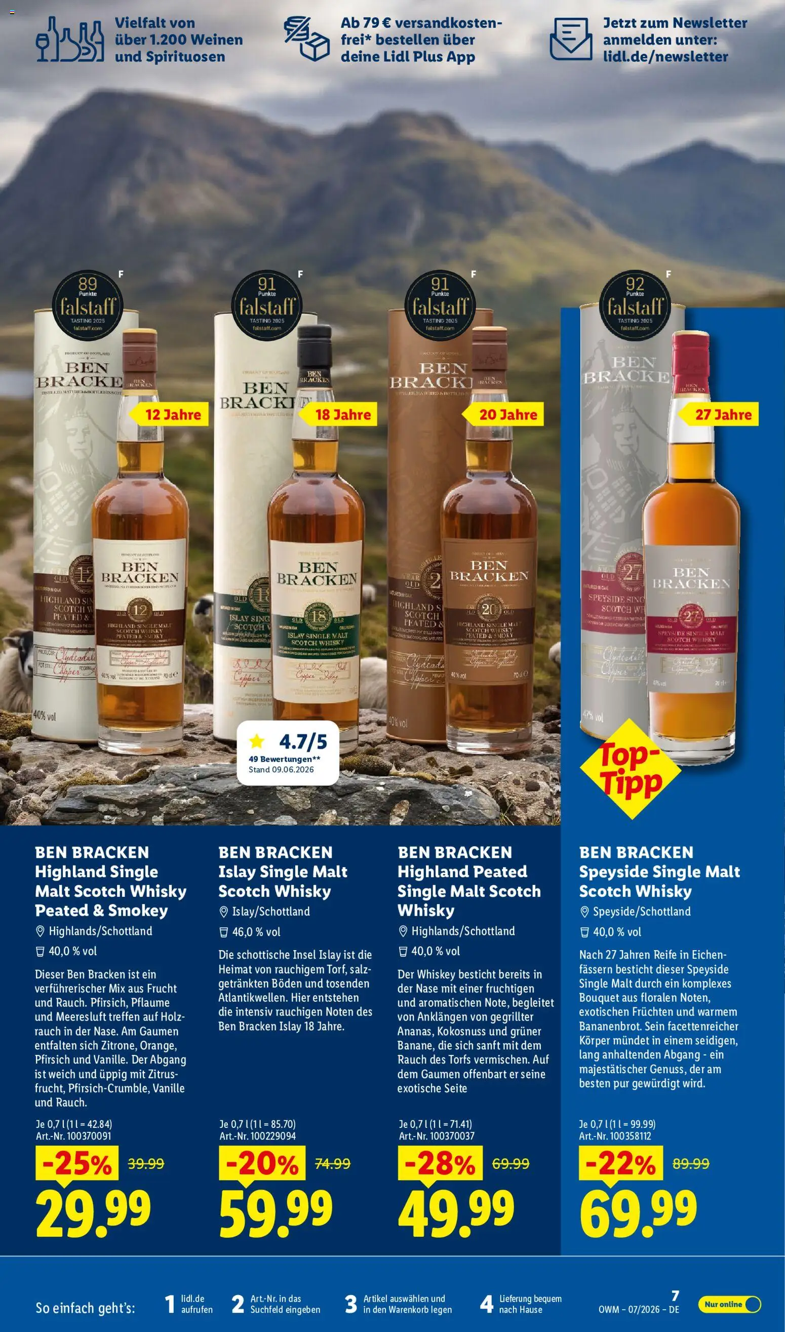 Lidl Německo leták - Wein & Spirituosen od 01.07.2026 | Strana: 7 | Produkty: Whiskey, Whisky