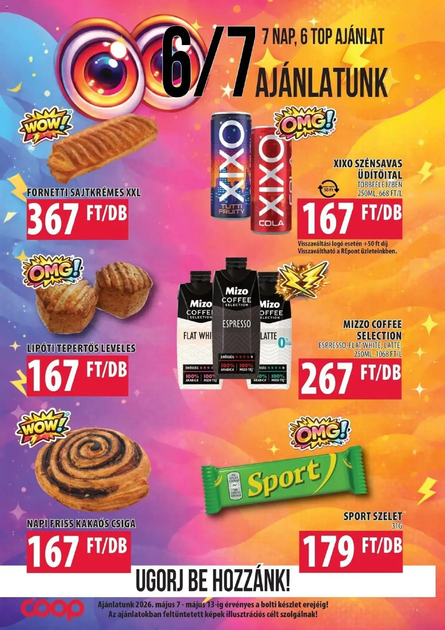 COOP Szolnok akciós ujság - amely érvényes a következő dátumtól: 07.05.2026 | Oldal: 2 | Termékek: Cola, Tej, Kakaós csiga, Só