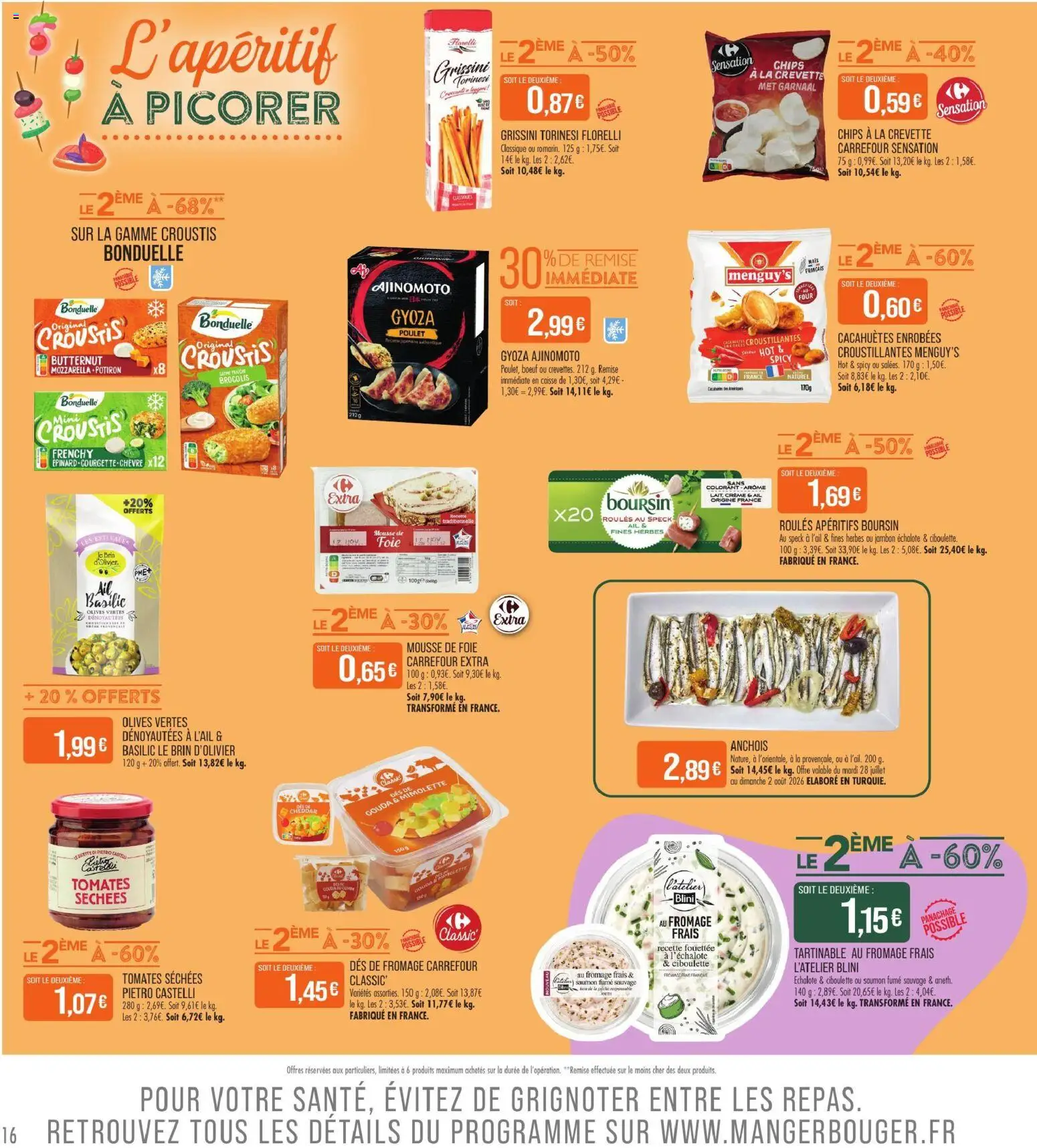 {H1} | Page: 16 | Produits: Échalote, Poulet, Tomates, Cacahuètes enrobées