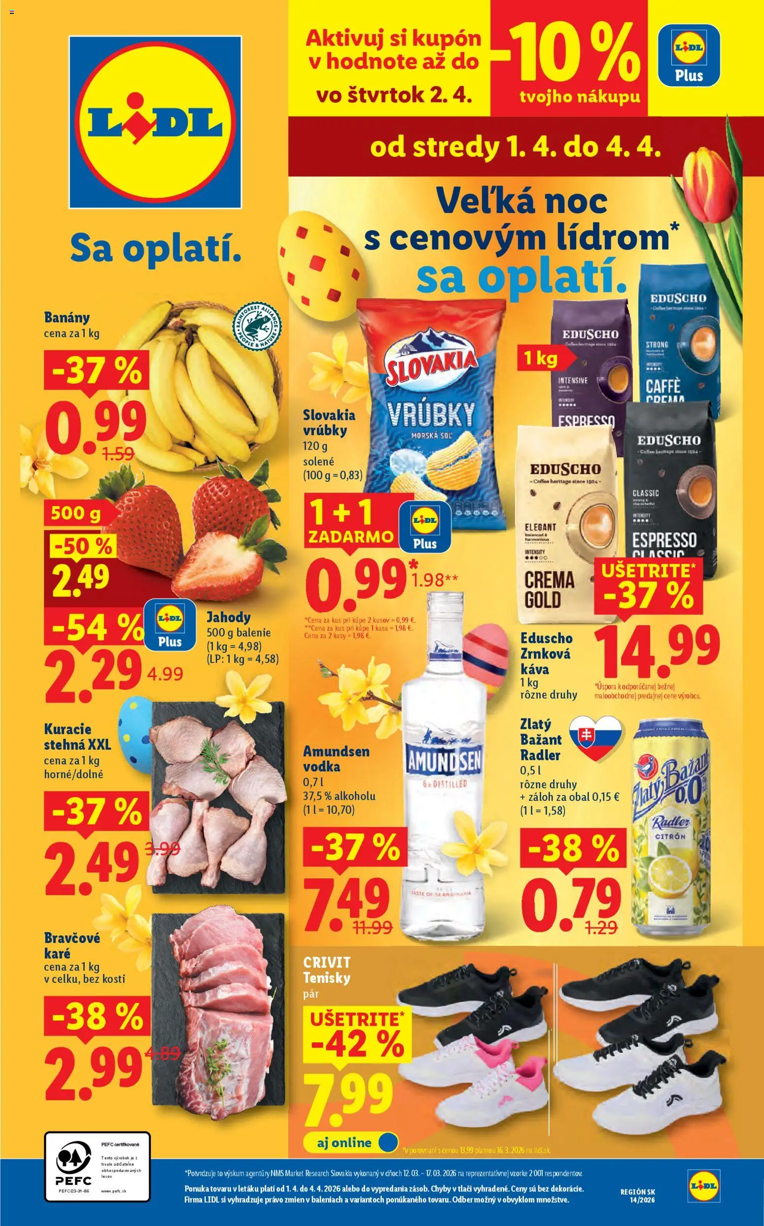 Nové Lidl akcie – leták je platný od 30.03.2026 | Strana: 73 | Produkty: Kuracie stehná, Amundsen vodka, Bravčové karé, Zrnková káva