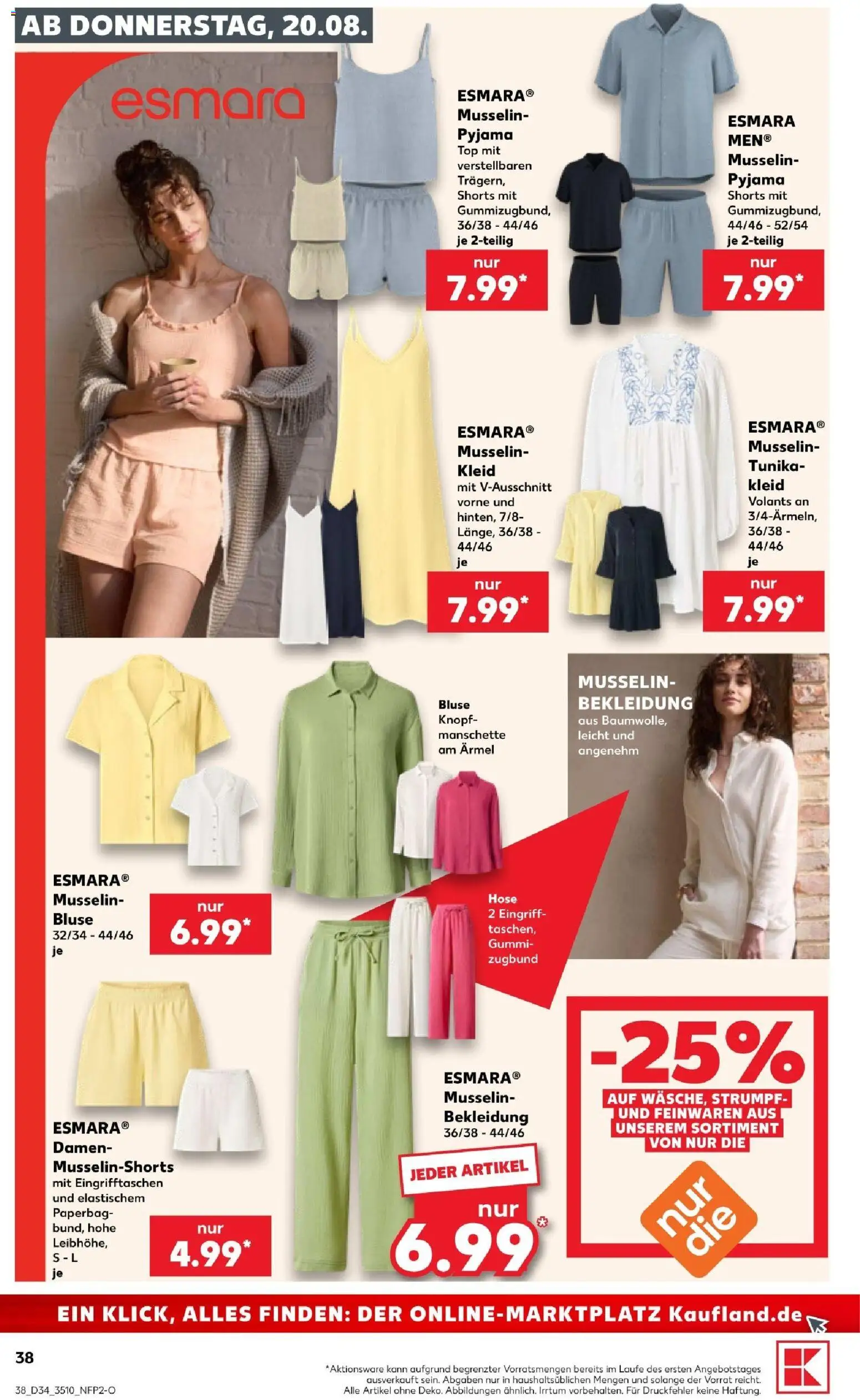 Kaufland Prospekt Leipzig – gültig ab 20.08.2026 | Seite: 38 | Produkte: Sweatshorts, Pyjama, Leggings, Sandalen