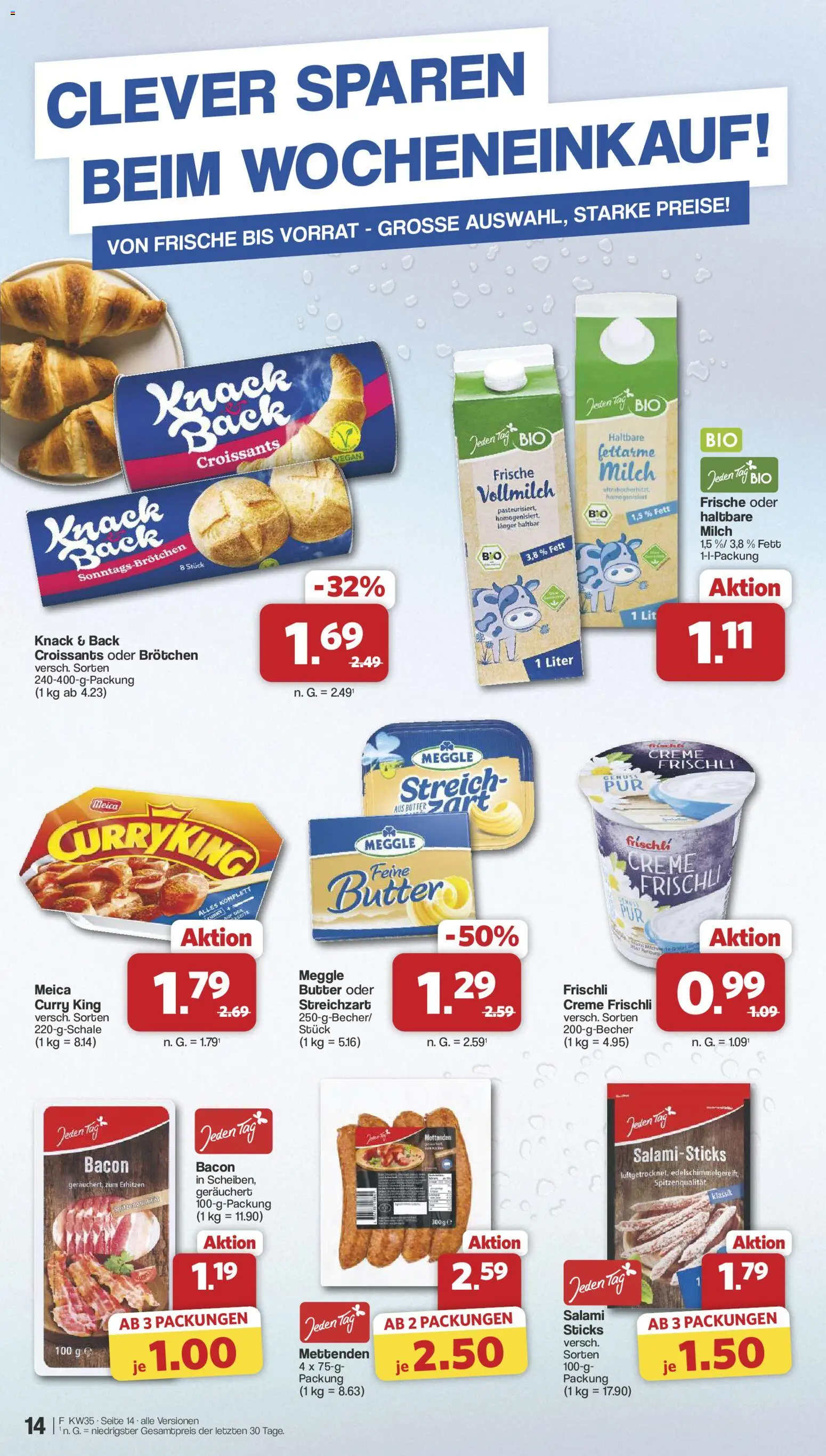 Famila Nordwest Prospekt – gültig ab 23.08.2026 | Seite: 16 | Produkte: Milch, Butter, Creme, Salami