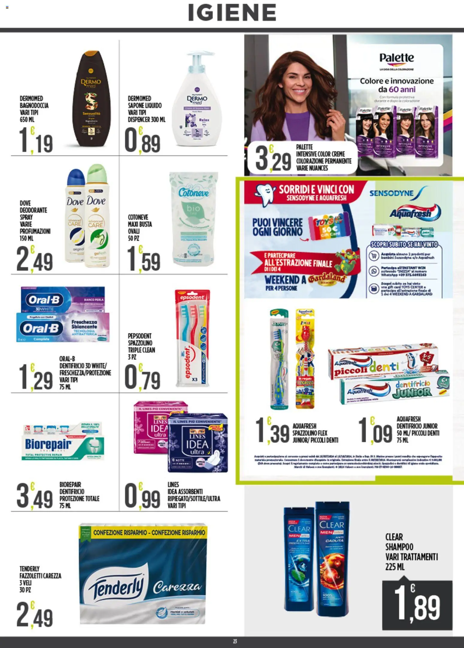 Volantino Euroesse del 21/09/2026 | Pagina: 23 | Prodotti: Sapone, Spazzolino, Fazzoletti, Assorbenti