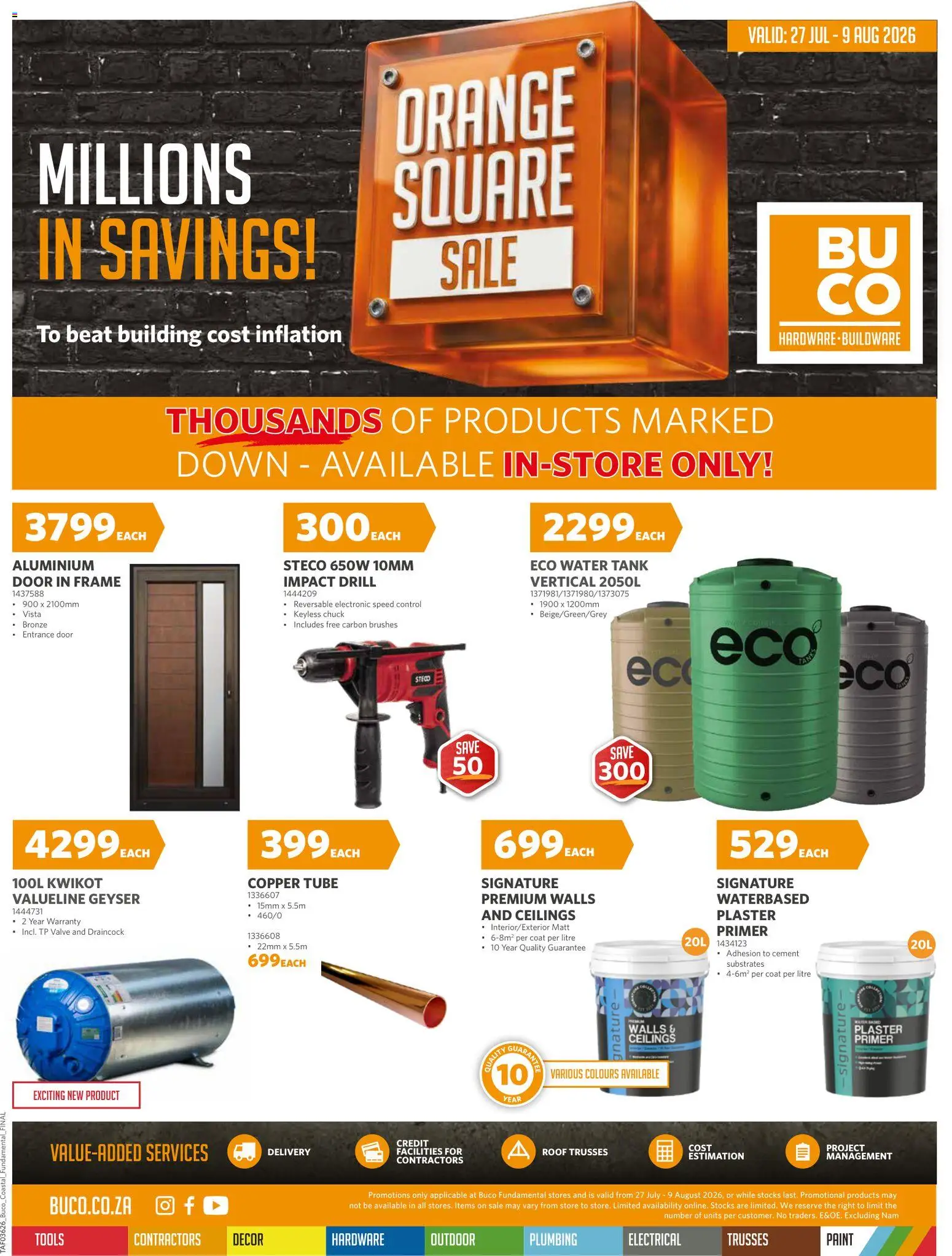 New BUCO catalogue – valid from 27/07/2026 | Page: 1 | Products: Primer, Drill, Paint, Copper tube