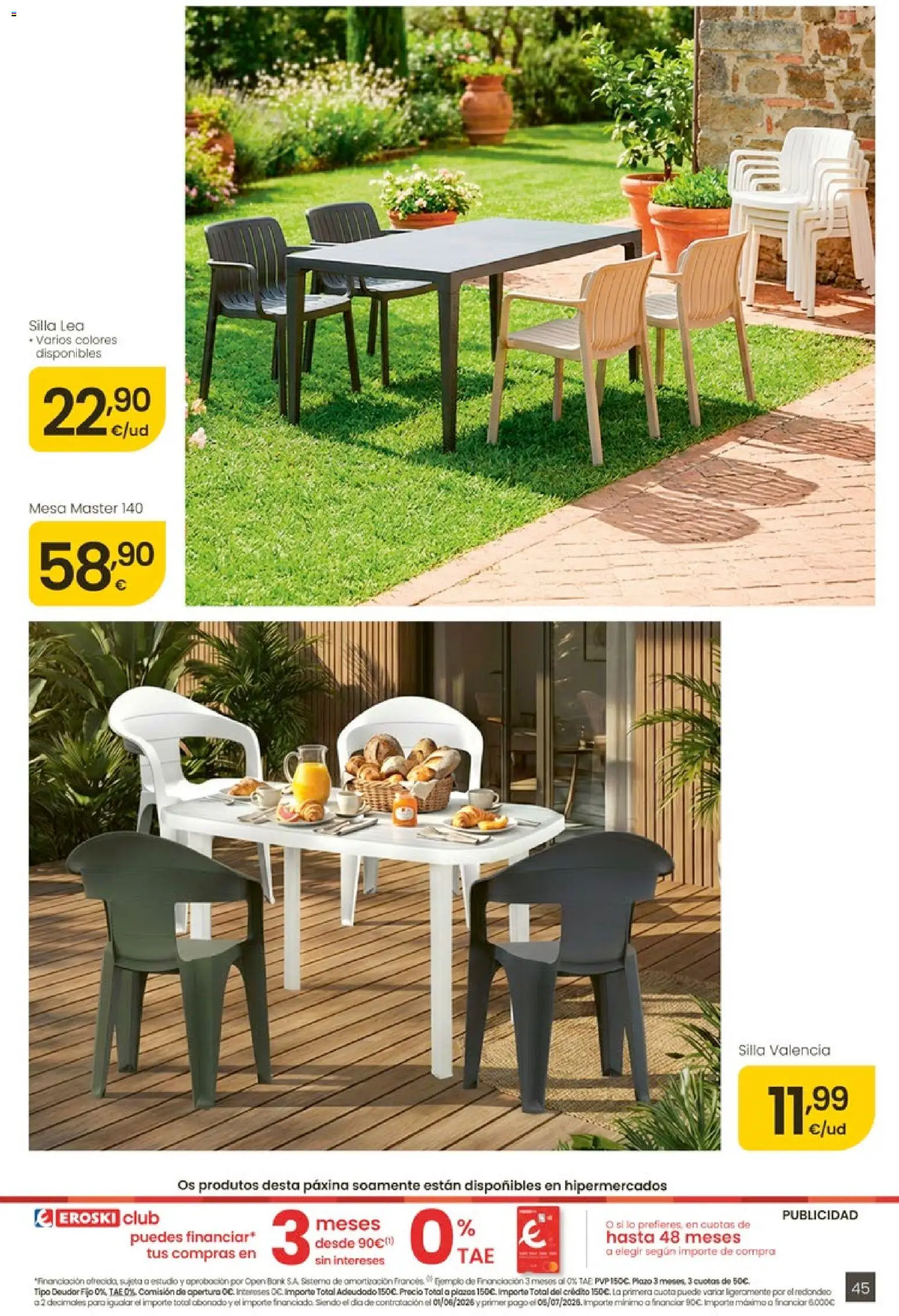 Eroski Ofertóns de verán │ válido desde el 28.05.2026 | Página: 45 | Productos: Mesa, Silla