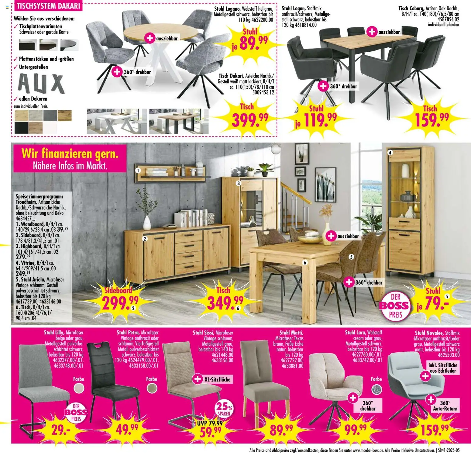 SB Möbel Boss Prospekt Gera – gültig ab 06.10.2026 | Seite: 5 | Produkte: Sideboard, Tisch, Stuhl