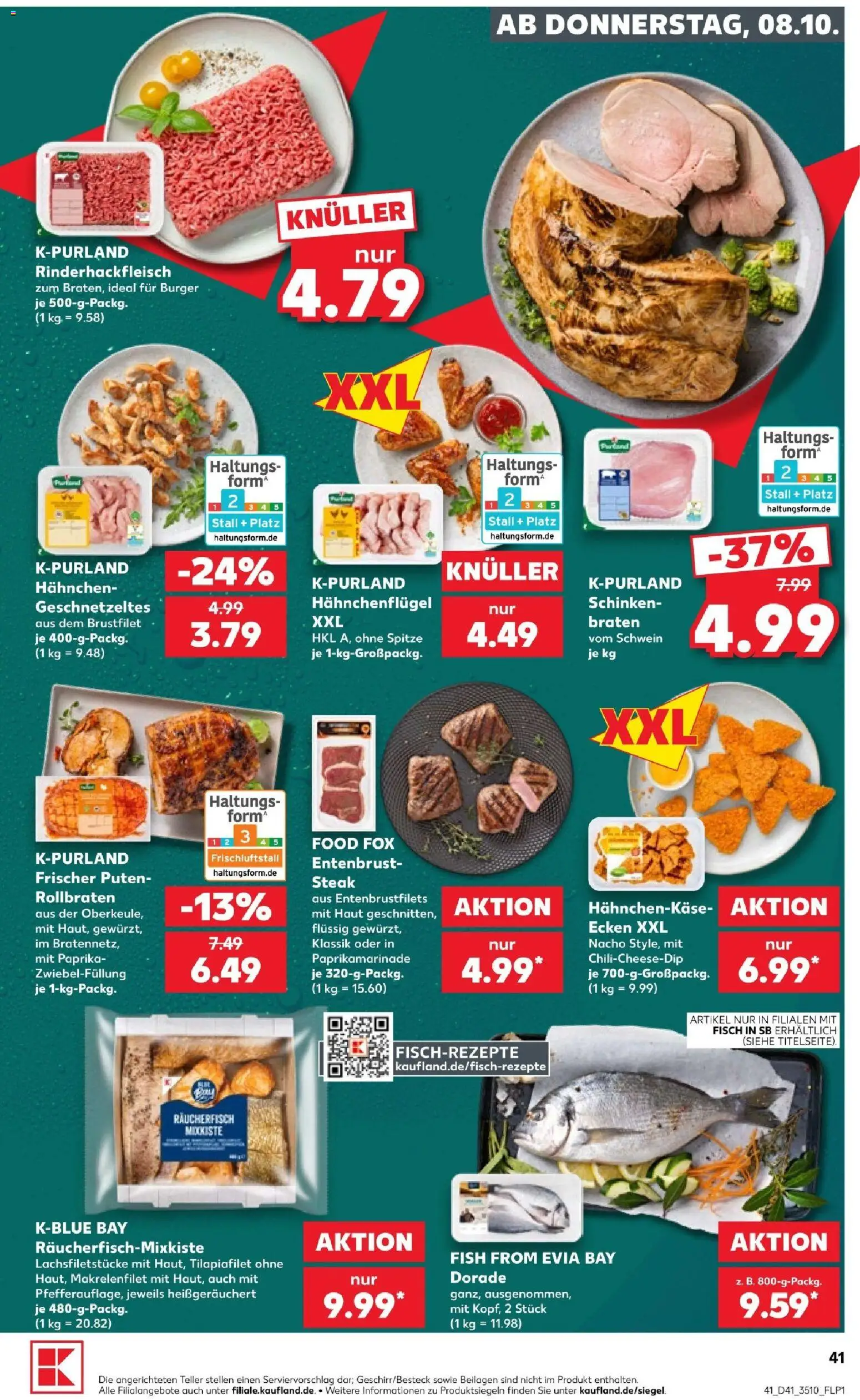 Kaufland Prospekt Leipzig – gültig ab 08.10.2026 | Seite: 43 | Produkte: Hahnchen, Burger, Fisch, Schinken