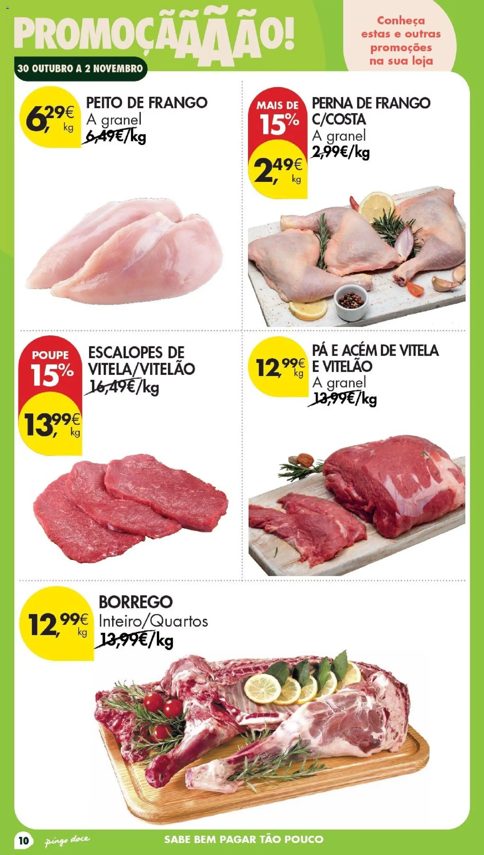 Pingo Doce folheto Poupe Esta Semana Açores │ válido de 30/10/2026 | Página: 10 | Produtos: Vitela, Peito de frango, Frango, Pá