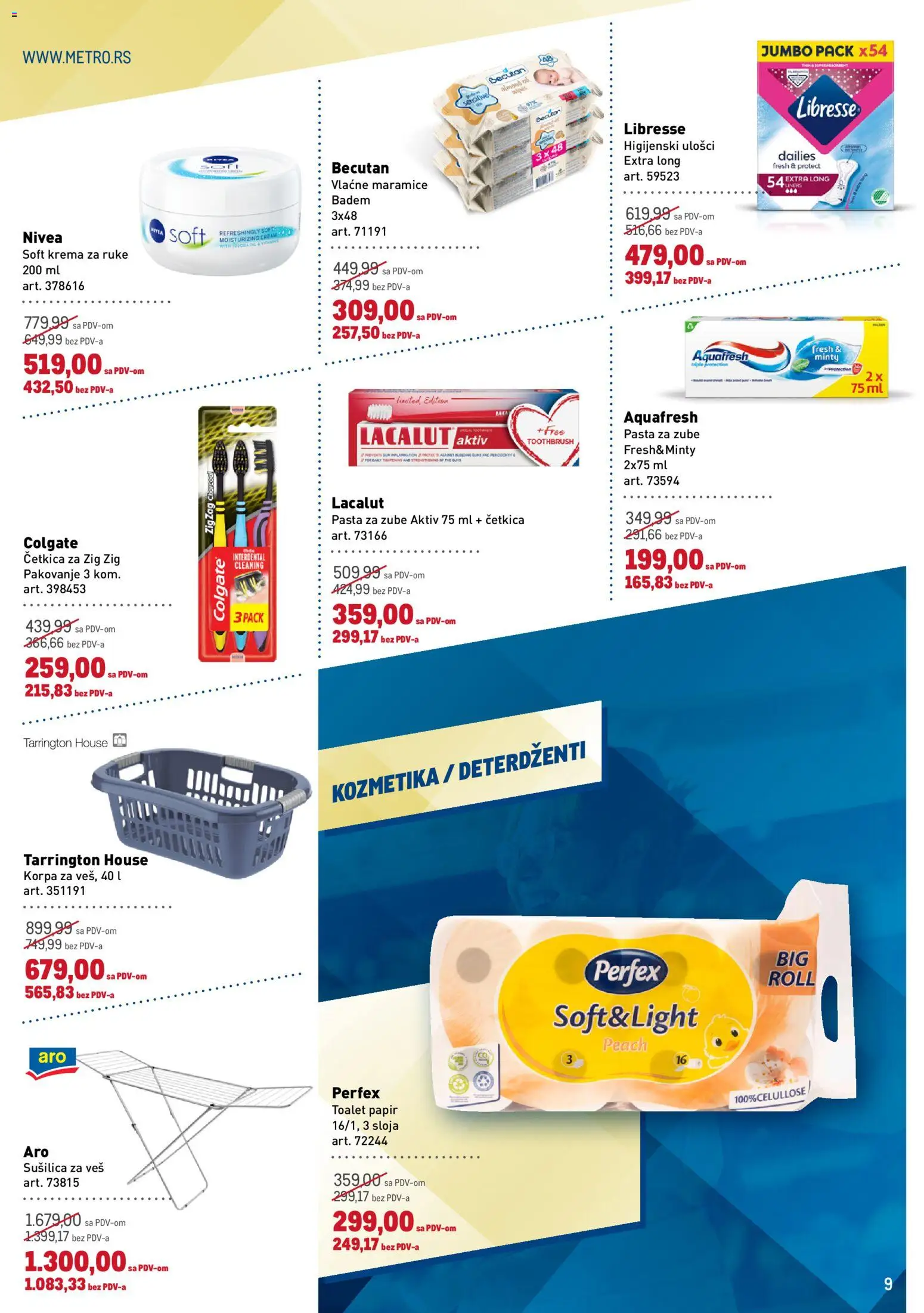 Metro katalog - važi od 29.10.2026 | Strana: 9 | Proizvode: Maramice, Krema, Ulošci, Krema za ruke