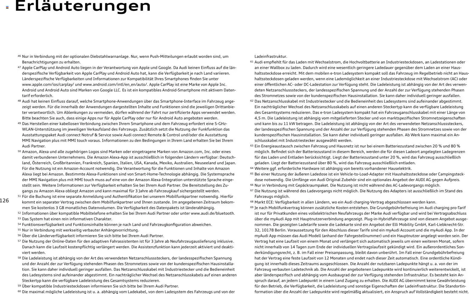 Audi Q4 e-tron / Q4 Sportback e-tron – gültig ab 01.10.2025 | Seite: 126 | Produkte: Navigation, Smartphones, Apple, Smartphone