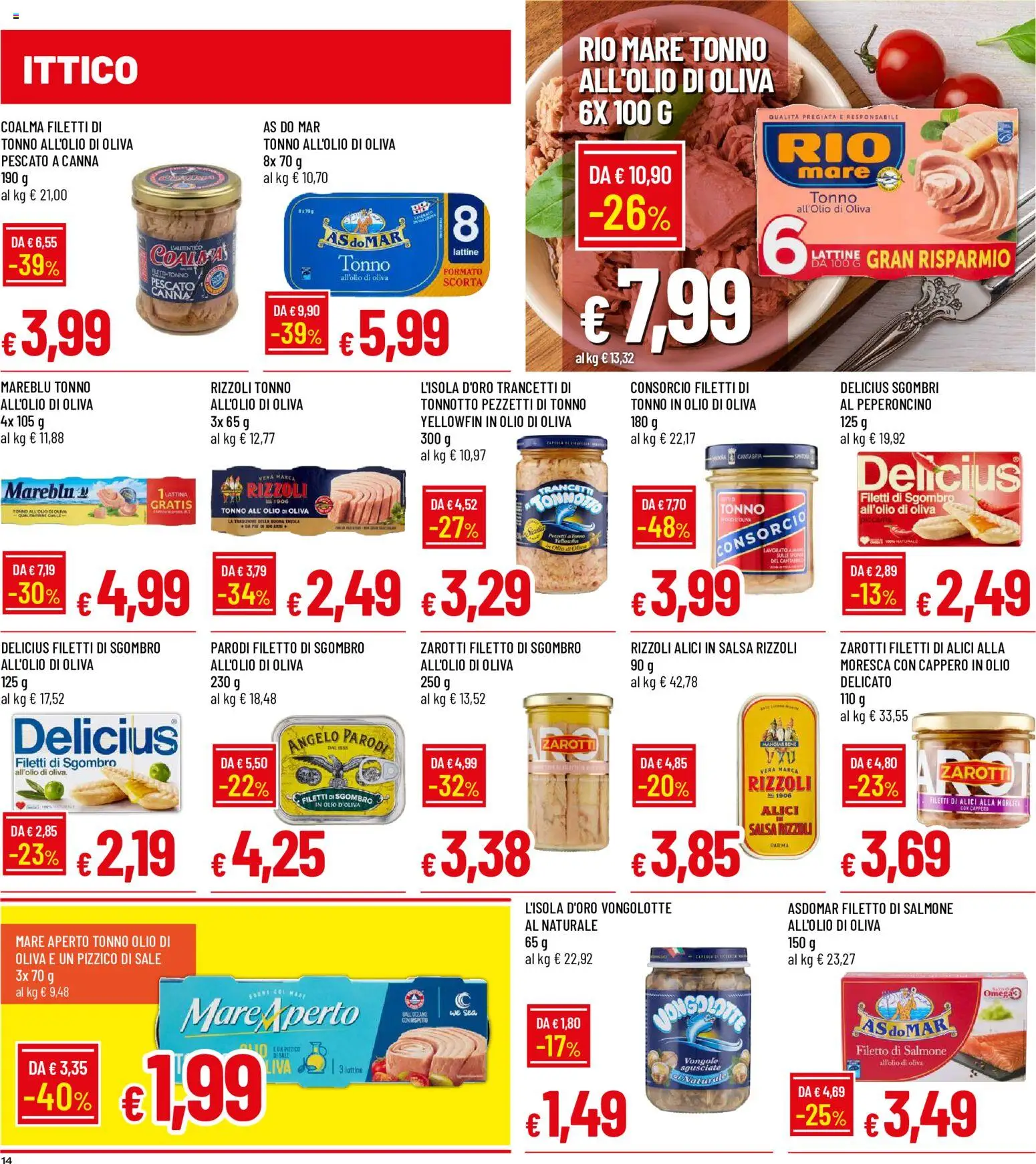 Volantino Galassia del 11/06/2026 | Pagina: 14 | Prodotti: Salmone, Olio, Sgombro, Alici