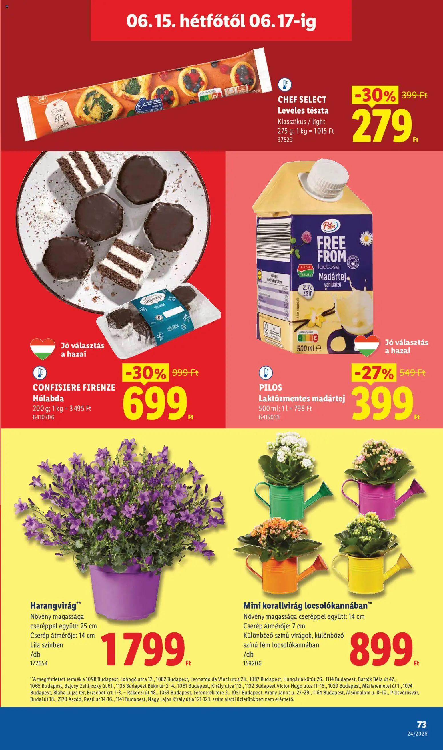 Lidl akciós ujság - amely érvényes a következő dátumtól: 11.06.2026 | Oldal: 73 | Termékek: Leveles tészta, Tészta, Puff