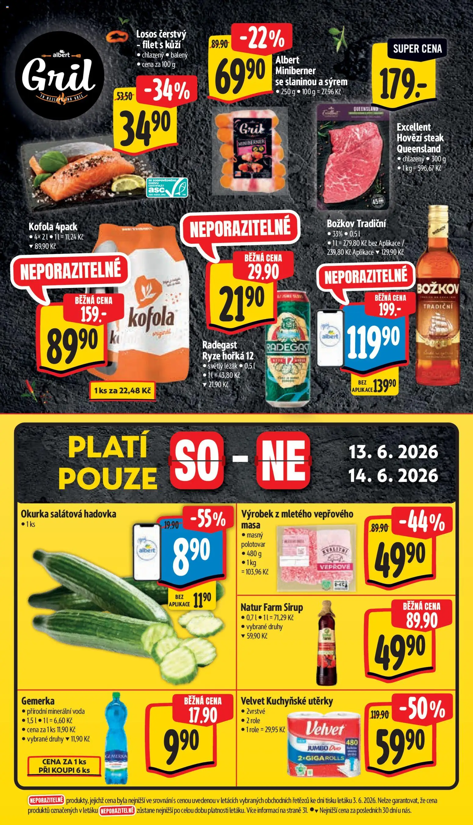 Albert leták - Hypermarket od 10.06.2026 | Strana: 8 | Produkty: Hovězí steak, Rýže, Gemerka, Kofola
