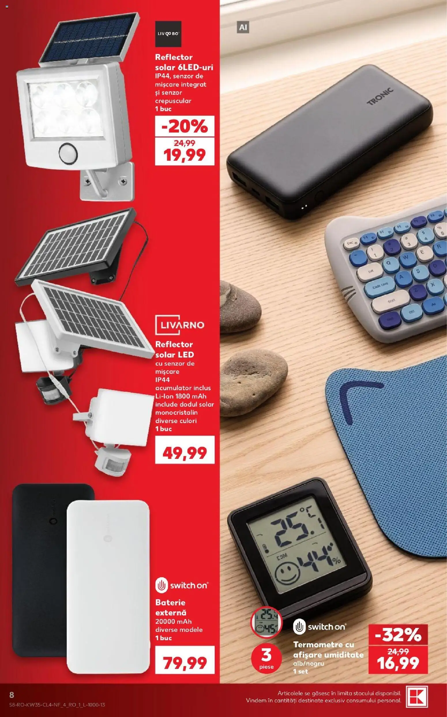Noul catalog Kaufland – valabil de la 26.08.2026 | Pagină: 8 | Produse: Senzor de Miscare, LED, Reflector, Baterie