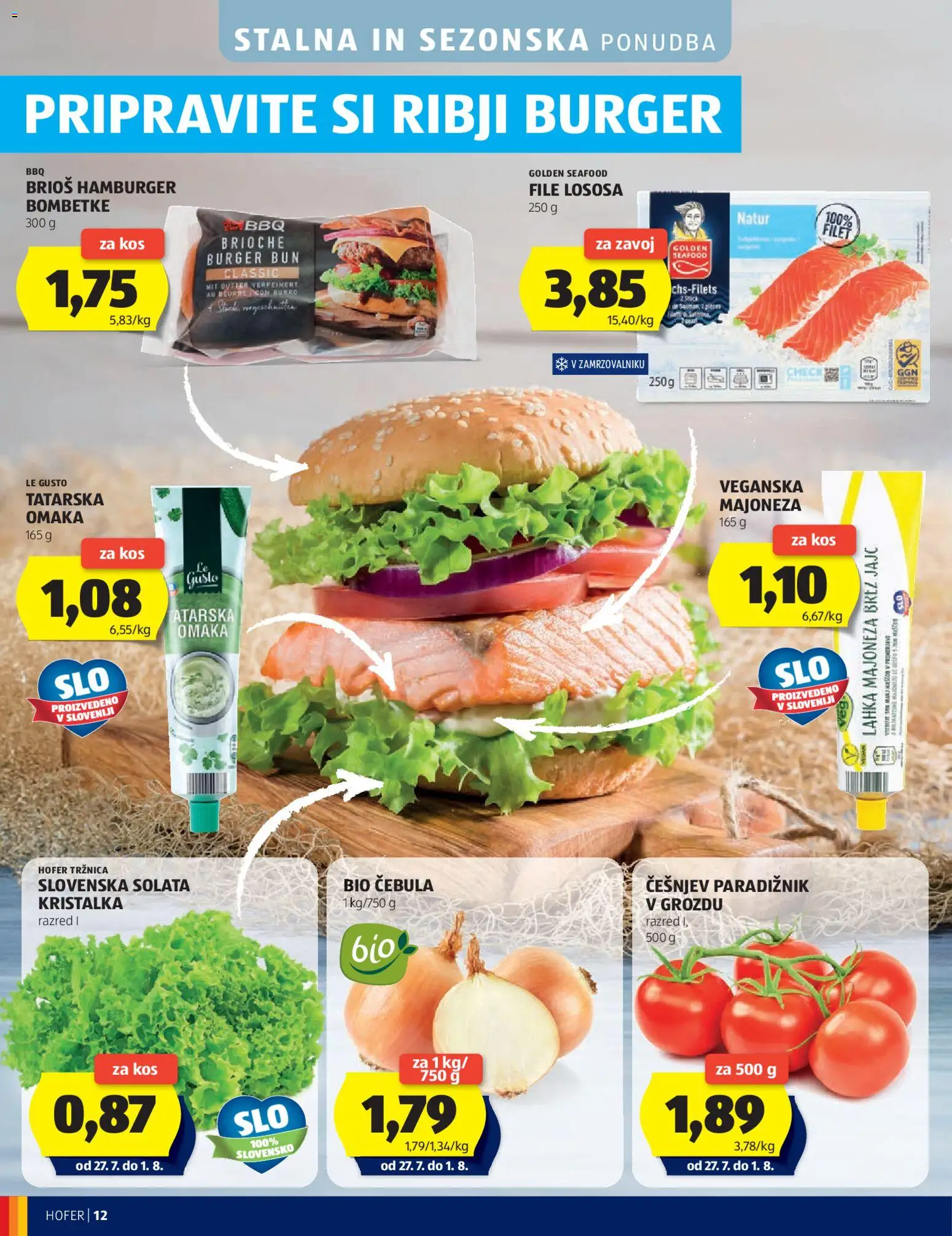 Novi Hofer katalog ponudbe – veljaven od 22.07.2026 | Stran: 12 | Izdelki: Kos, Paradiznik, Solata, Omaka
