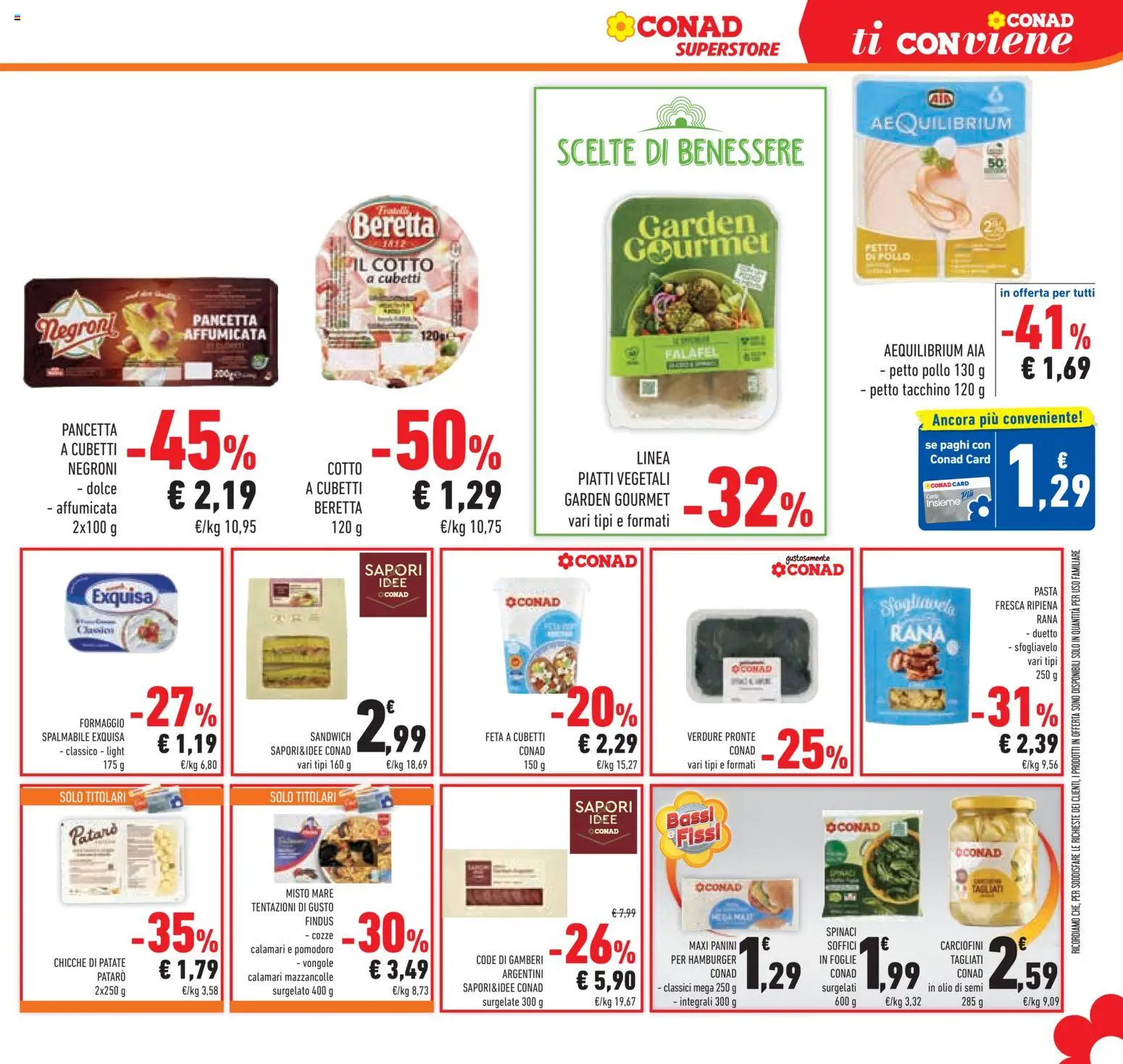 Volantino Conad del 04.06.2026 | Pagina: 25 | Prodotti: Pollo, Mazzancolle, Olio, Spinaci