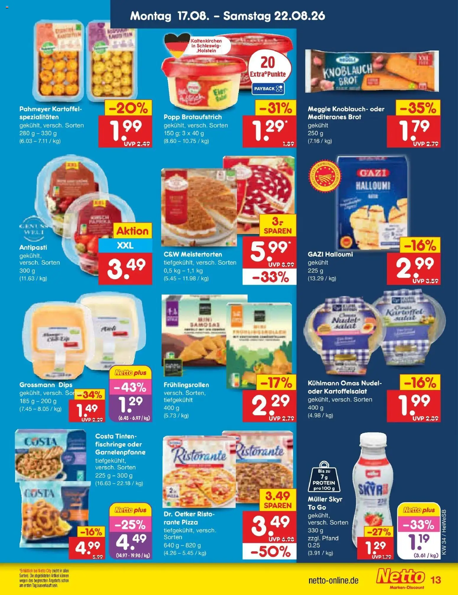 Netto Marken-Discount Prospekt Hamburg – gültig ab 17.08.2026 | Seite: 17 | Produkte: Skyr, Knoblauch, Brot, Pizza