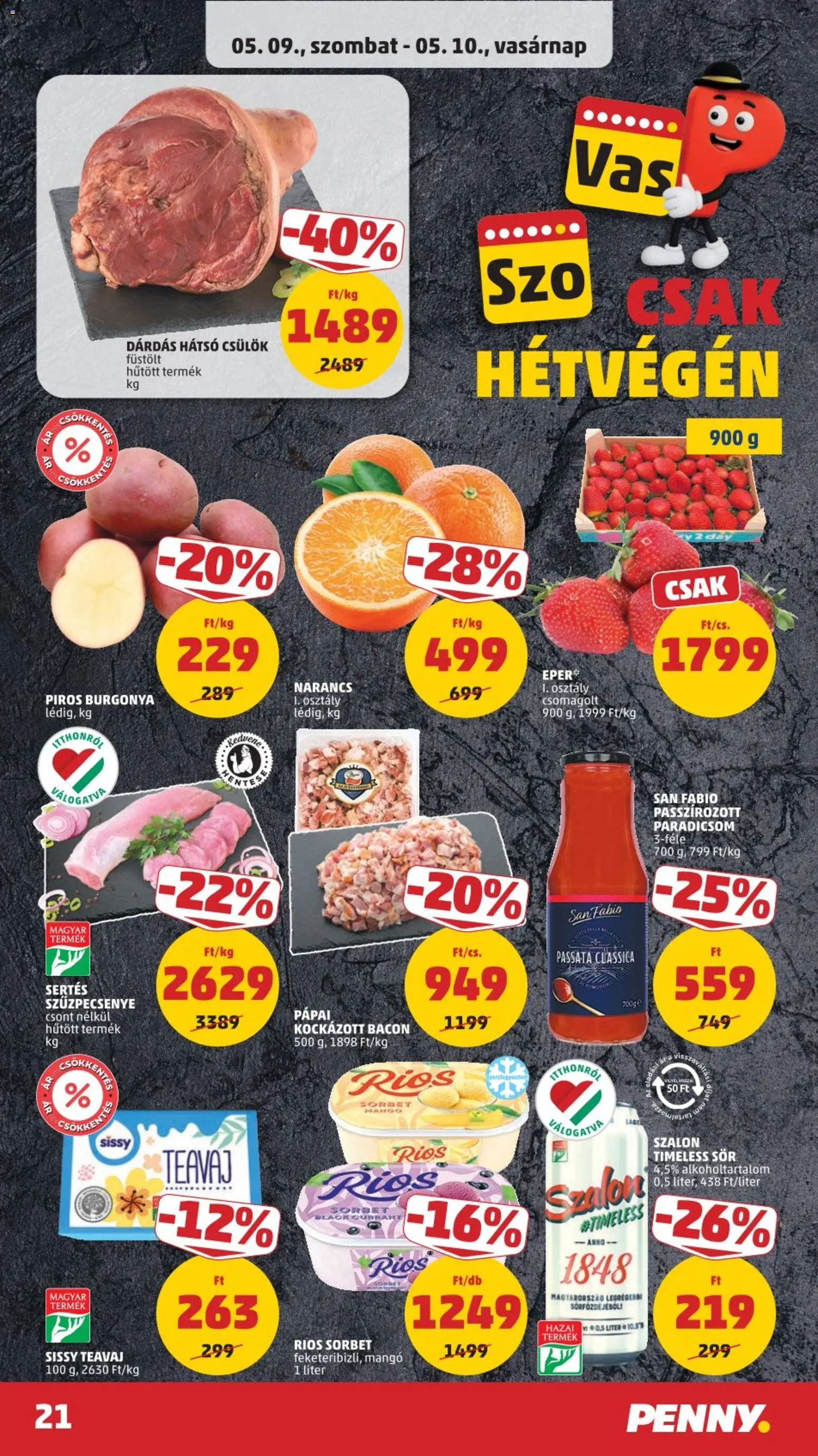 PENNY akciós ujság - amely érvényes a következő dátumtól: 07.05.2026 | Oldal: 24 | Termékek: Sör, Narancs, Eper, Szűzpecsenye