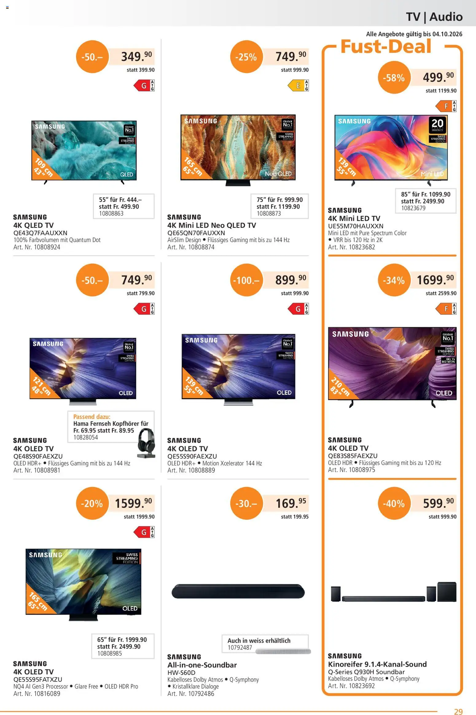 Fust aktionen – gültig ab 21.09.2026 | Seite: 29 | Produkte: Audio, Soundbar, TV, Samsung