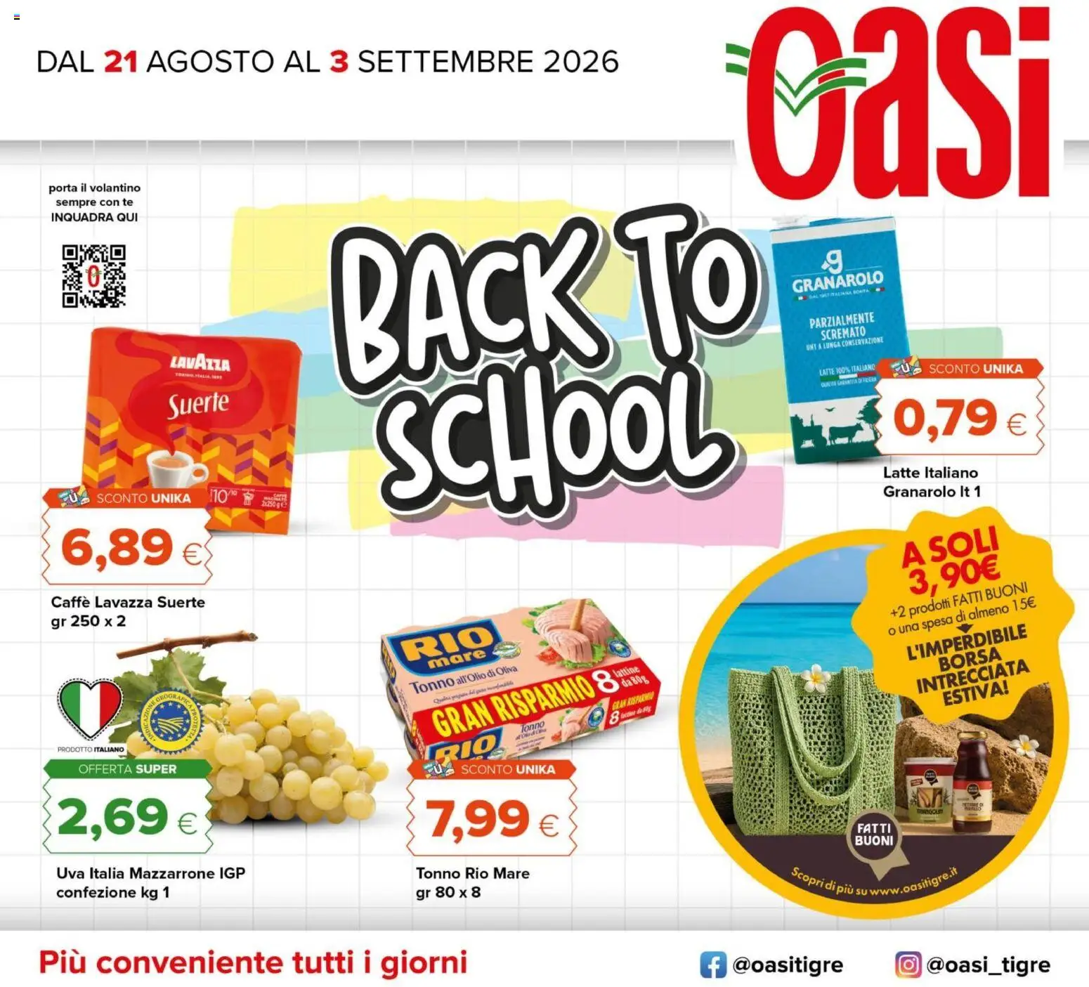 Volantino Oasi del 21/08/2026 | Pagina: 1 | Prodotti: Caffè, Tè, Uva, Tonno