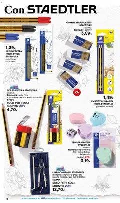 Anteprima del volantino Ipercoop volantino Scuola Lombardia valido a partire dal 27/08/2026 | Pagina: 8 | Prodotti: Temperamatite, Compasso, Penne