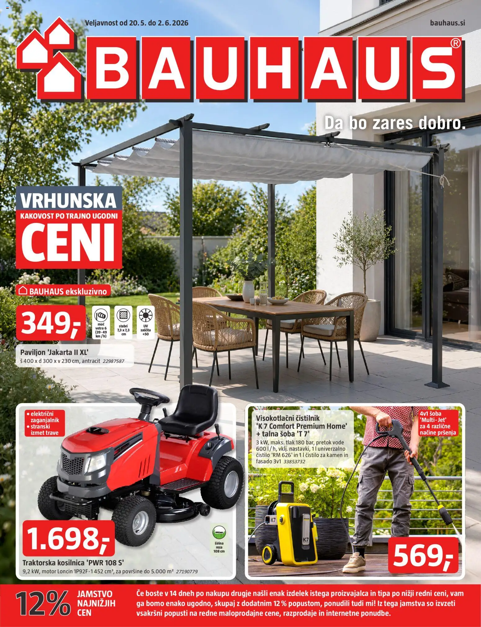 Novi Bauhaus katalog ponudbe – veljaven od 20.05.2026 | Stran: 1 | Izdelki: Paviljon, Kosilnica, Visokotlačni čistilnik
