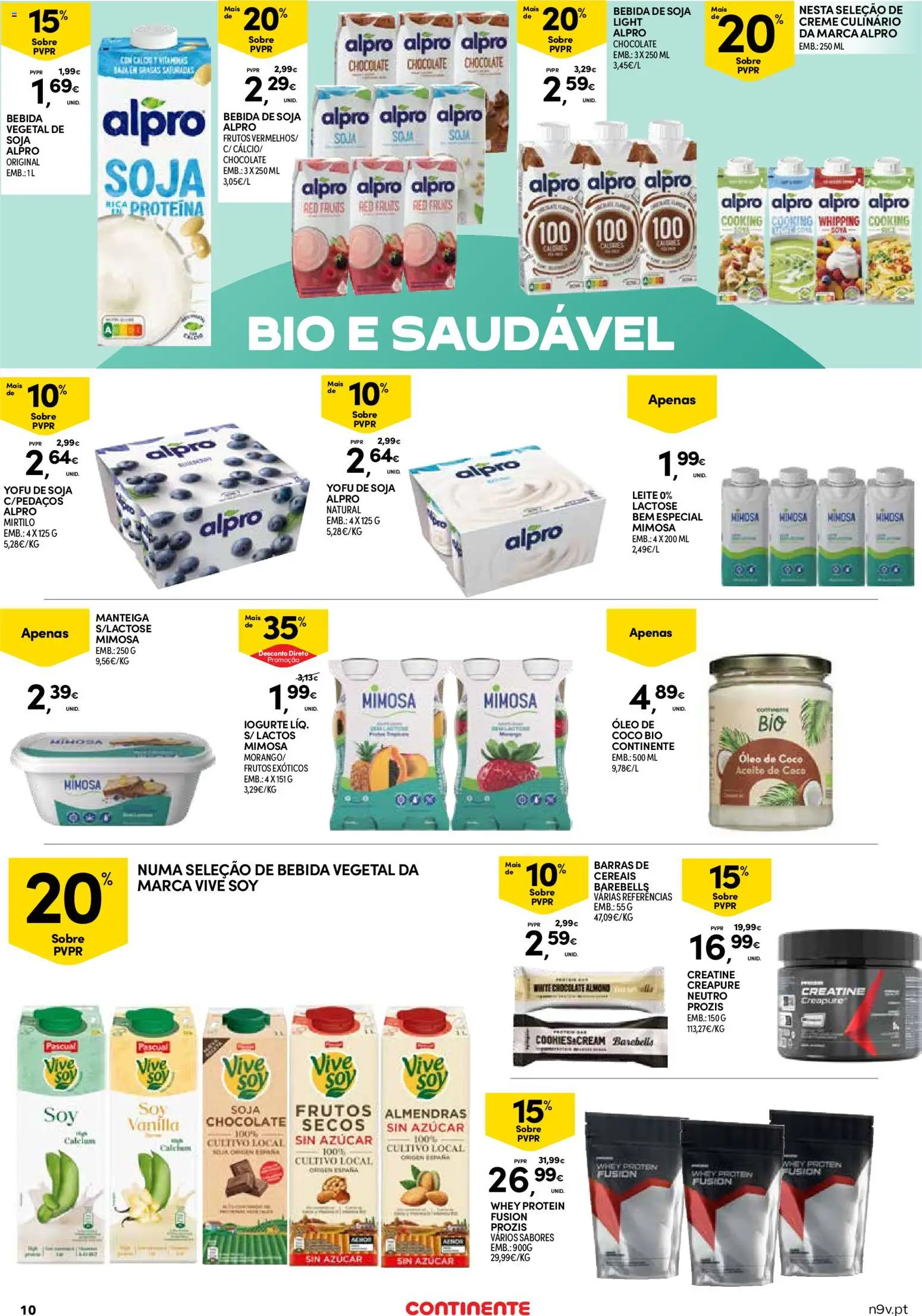 Continente Açores  │ válido de 14.05.2026 | Página: 10 | Produtos: Soja, Barras de cereais, Leite, Whey protein