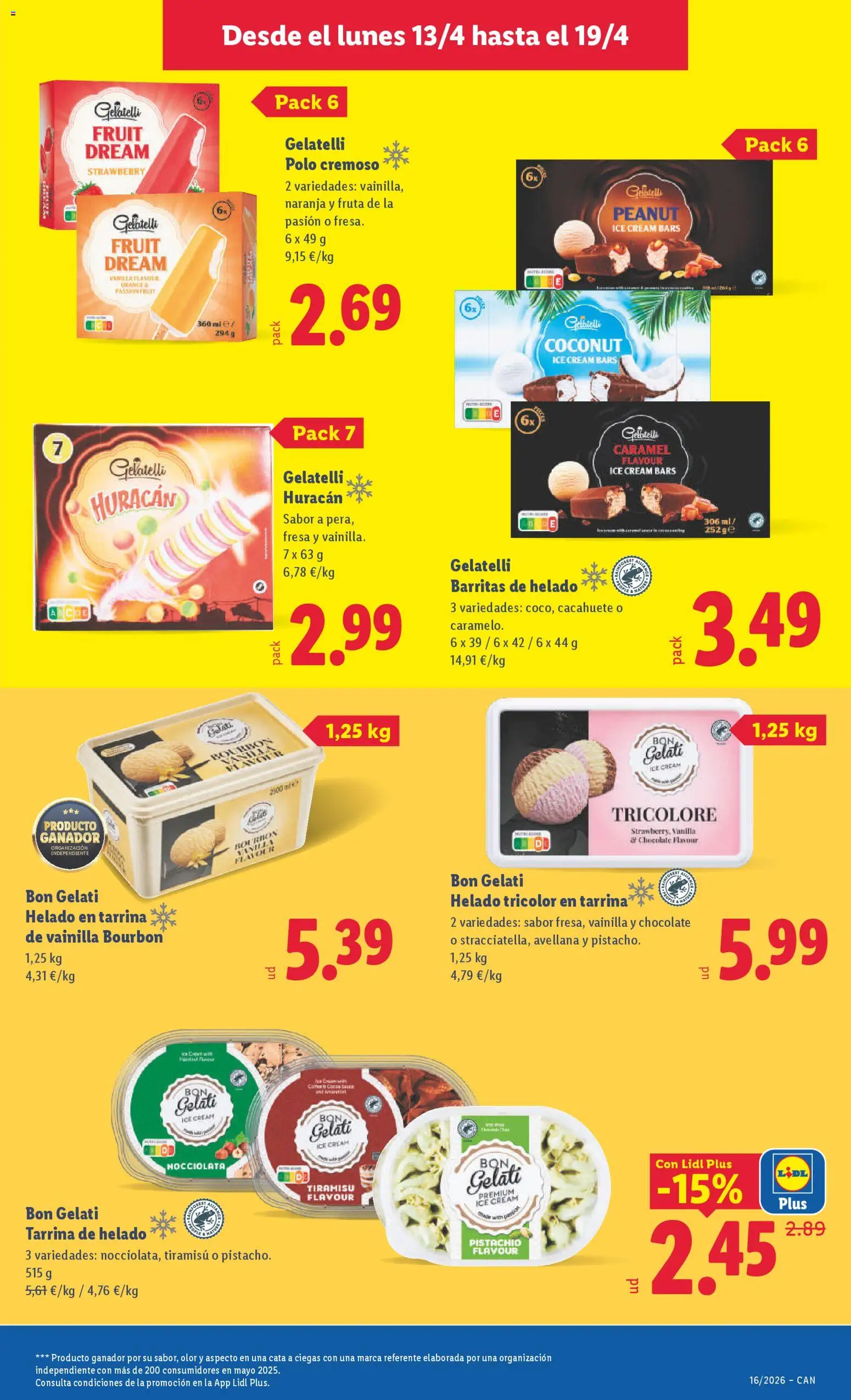 Lidl Canarias │ válido desde el 13.04.2026 | Página: 15 | Productos: Chocolate, Helado
