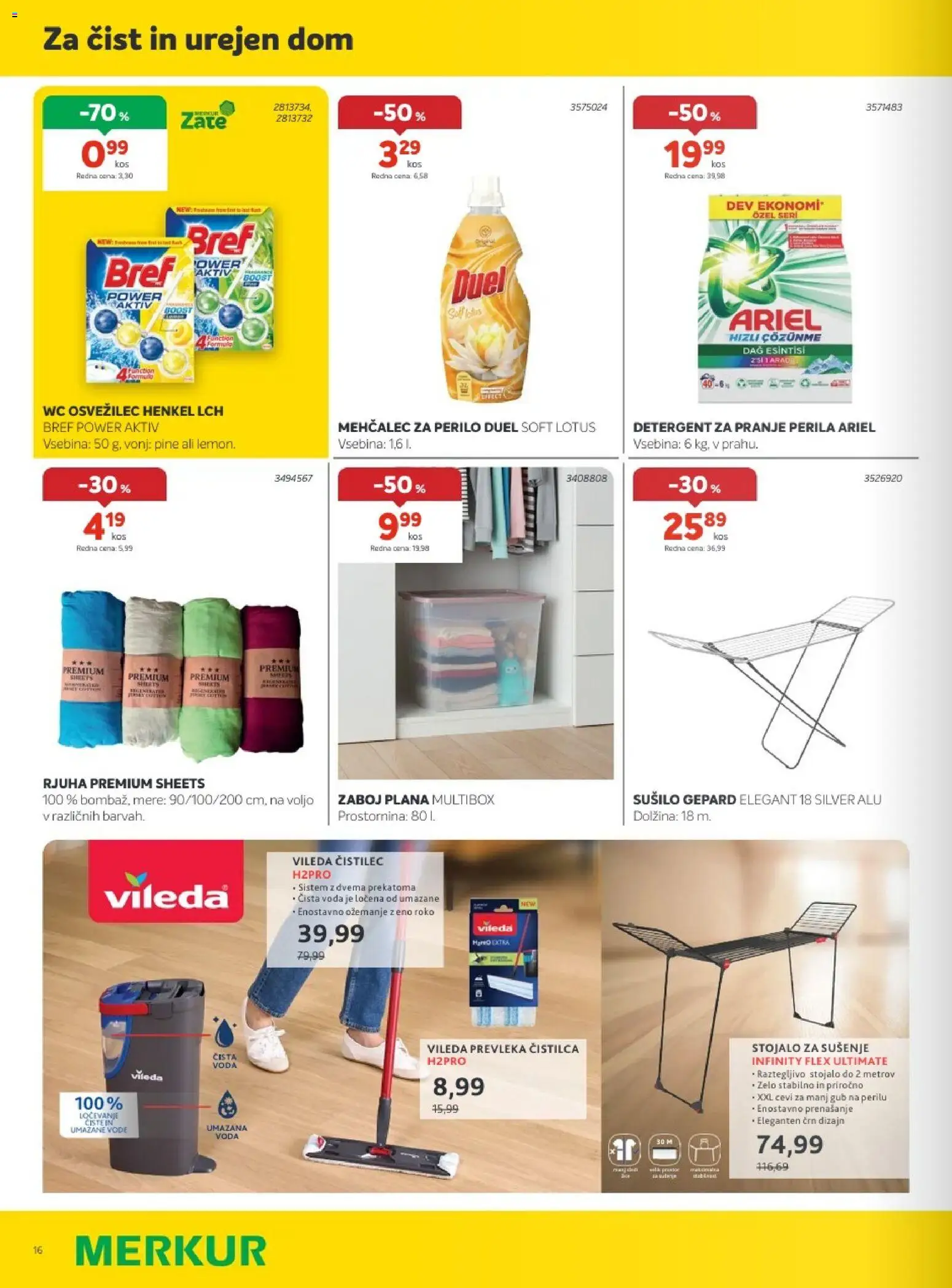 Novi Merkur katalog ponudbe – veljaven od 03.06.2026 | Stran: 16 | Izdelki: Prevleka, Mehcalec za perilo, Detergent, Voda