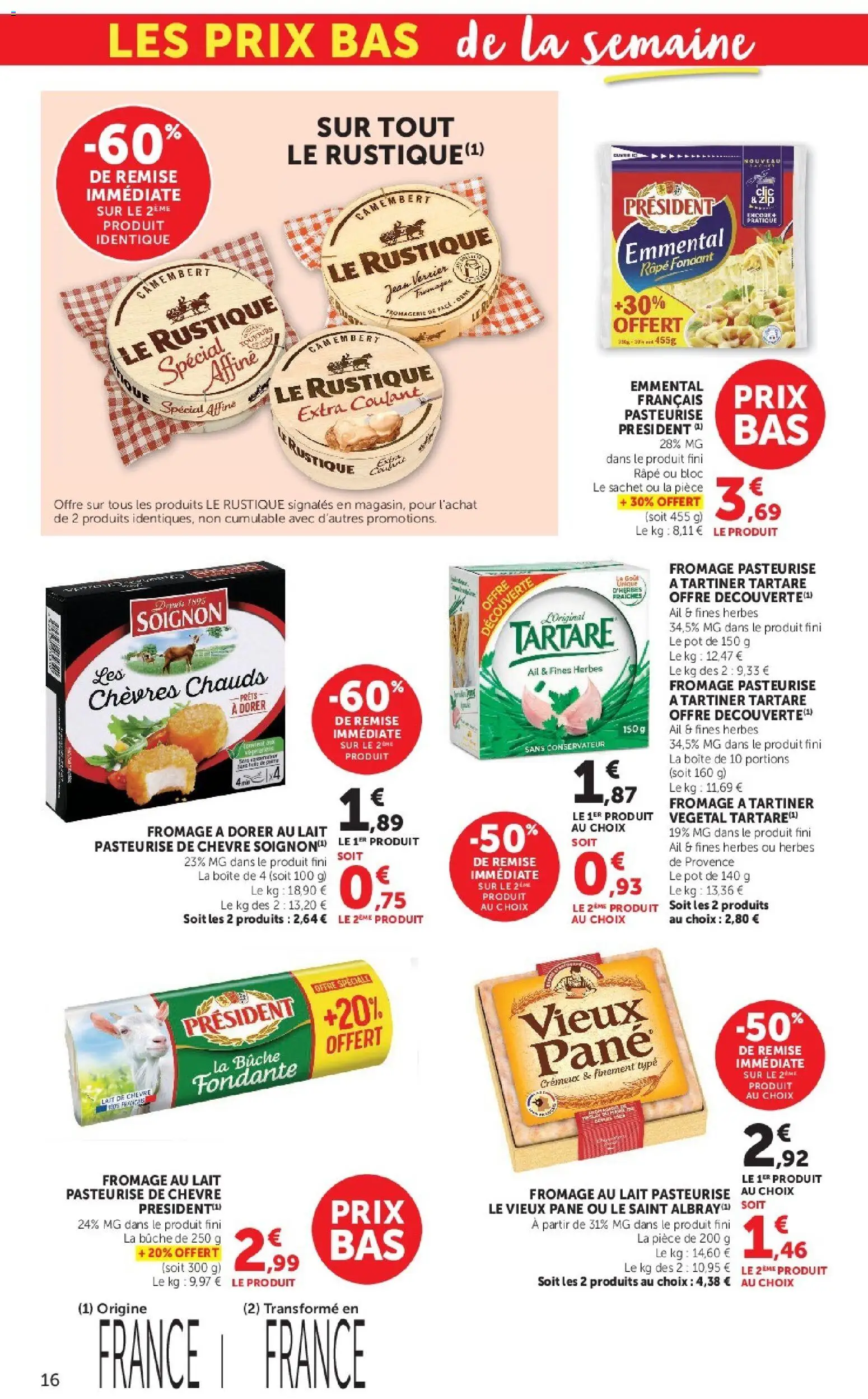 {H1} | Page: 16 | Produits: Emmental, Lait, Fromage, Fromage à tartiner