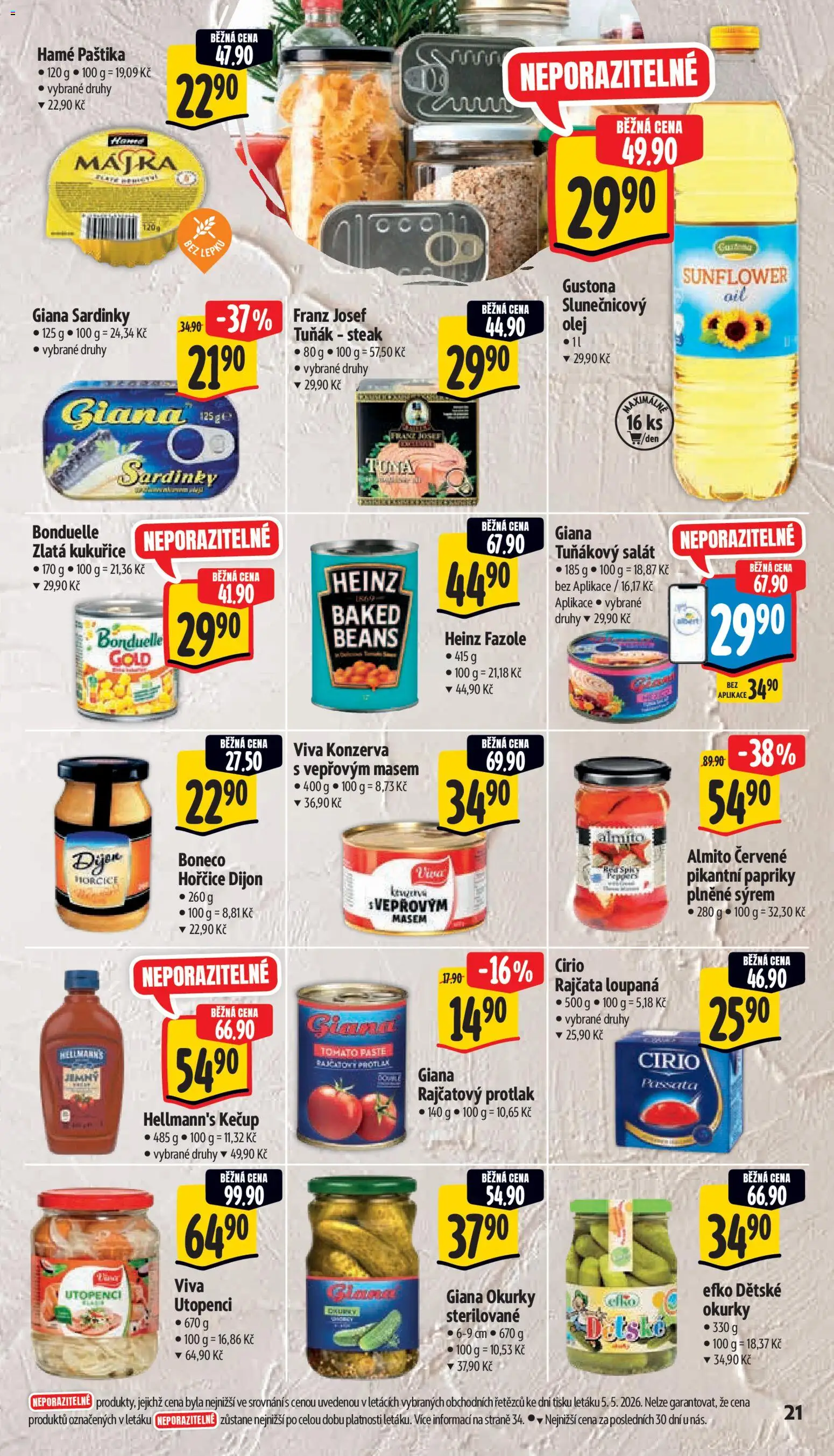 Albert leták - Hypermarket od 13.05.2026 | Strana: 29 | Produkty: Olej, Salát, Heinz fazole, Utopenci