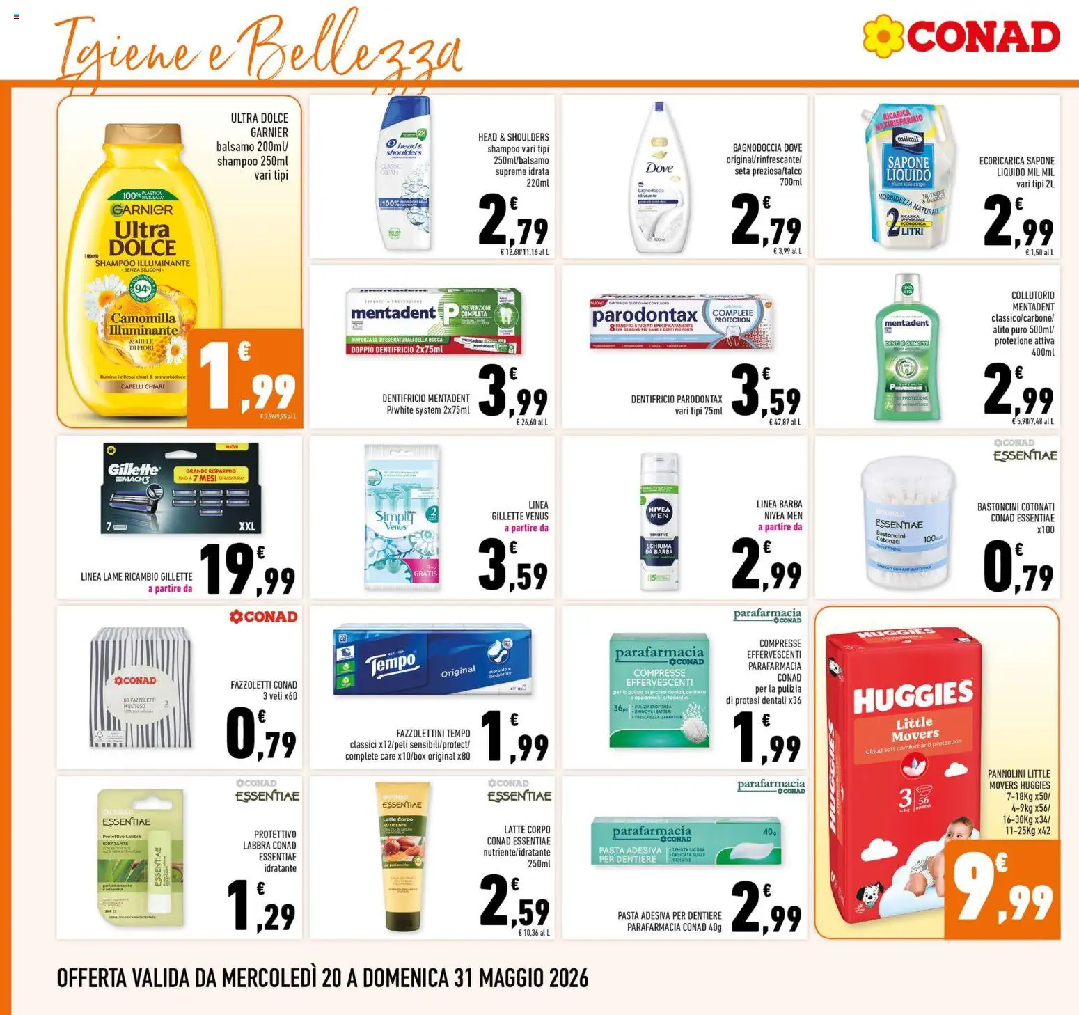 Volantino Conad del 20.05.2026 | Pagina: 22 | Prodotti: Shampoo, Collutorio, Latte, Pasta